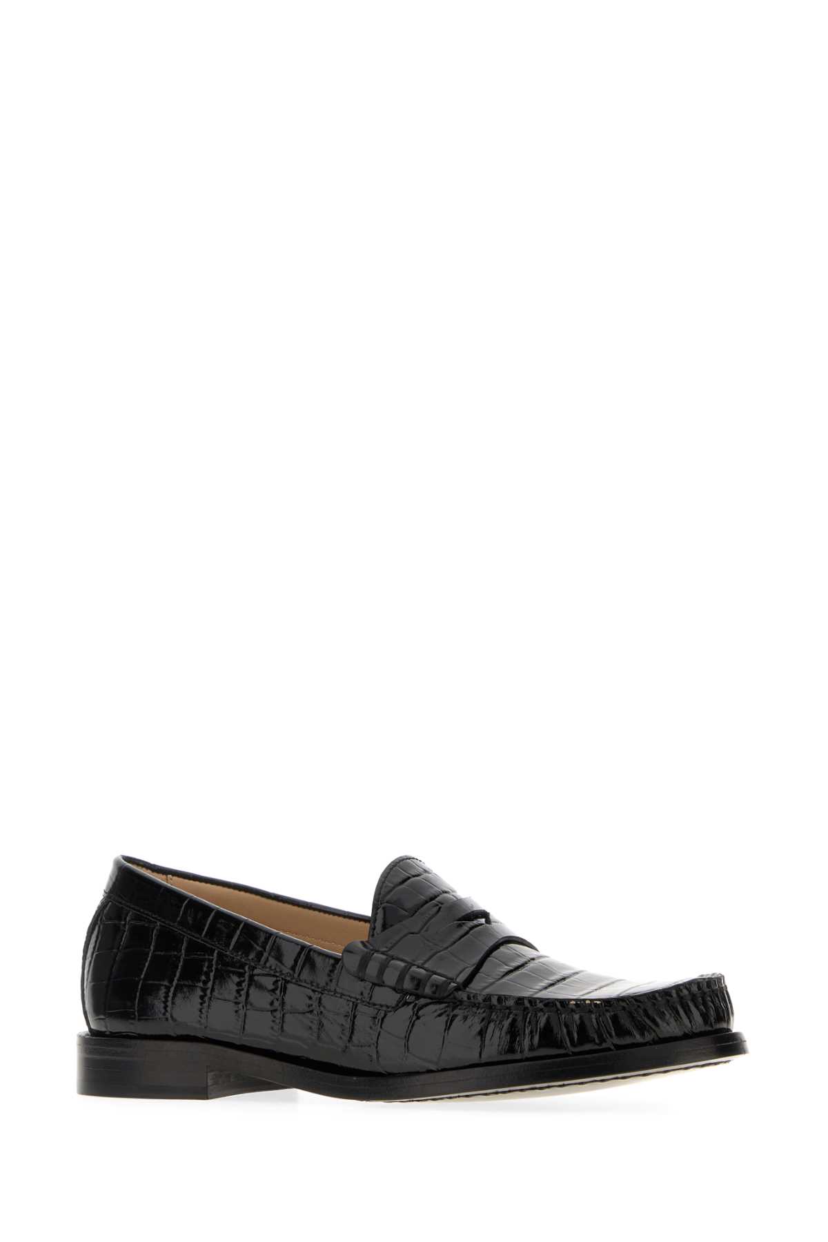 Stuart Weitzman Black Leather Lottie Loafers In Black