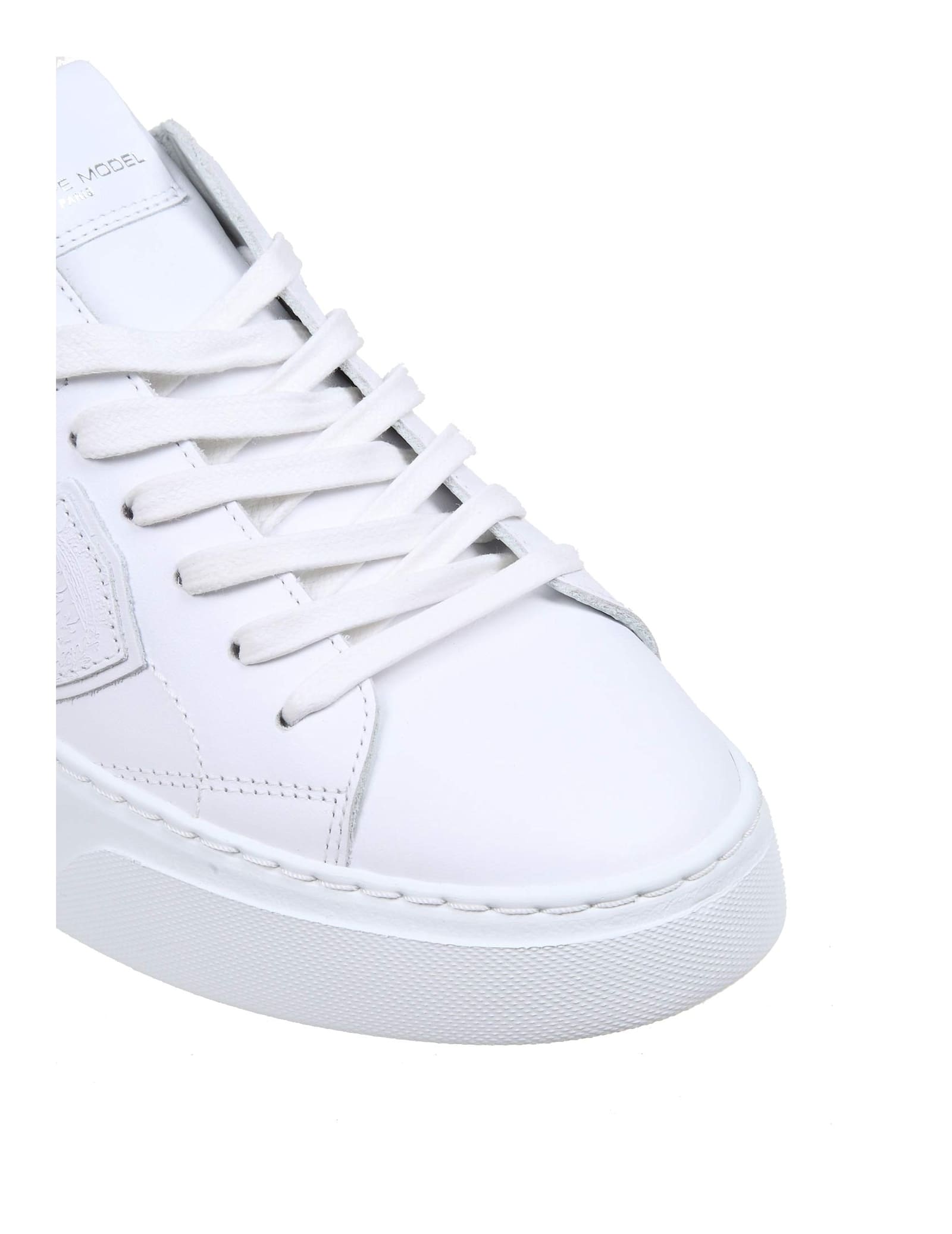 Shop Philippe Model Temple Low Sneakers In White Leather