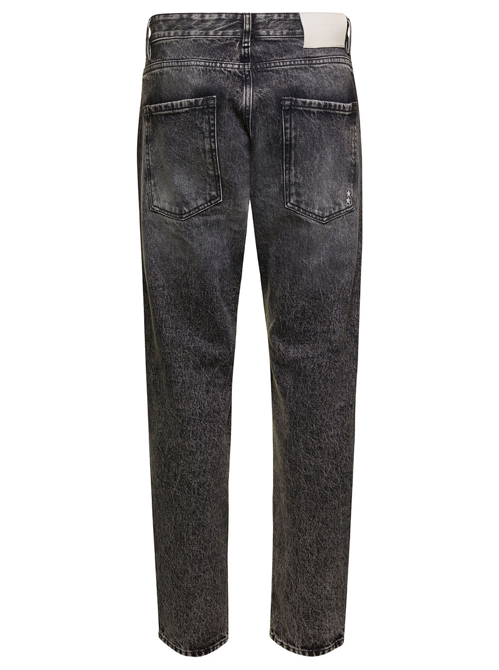 Shop Icon Denim Kanye Black Five-pocket Jeans With Logo Patch In Cotton Denim Man In Grey