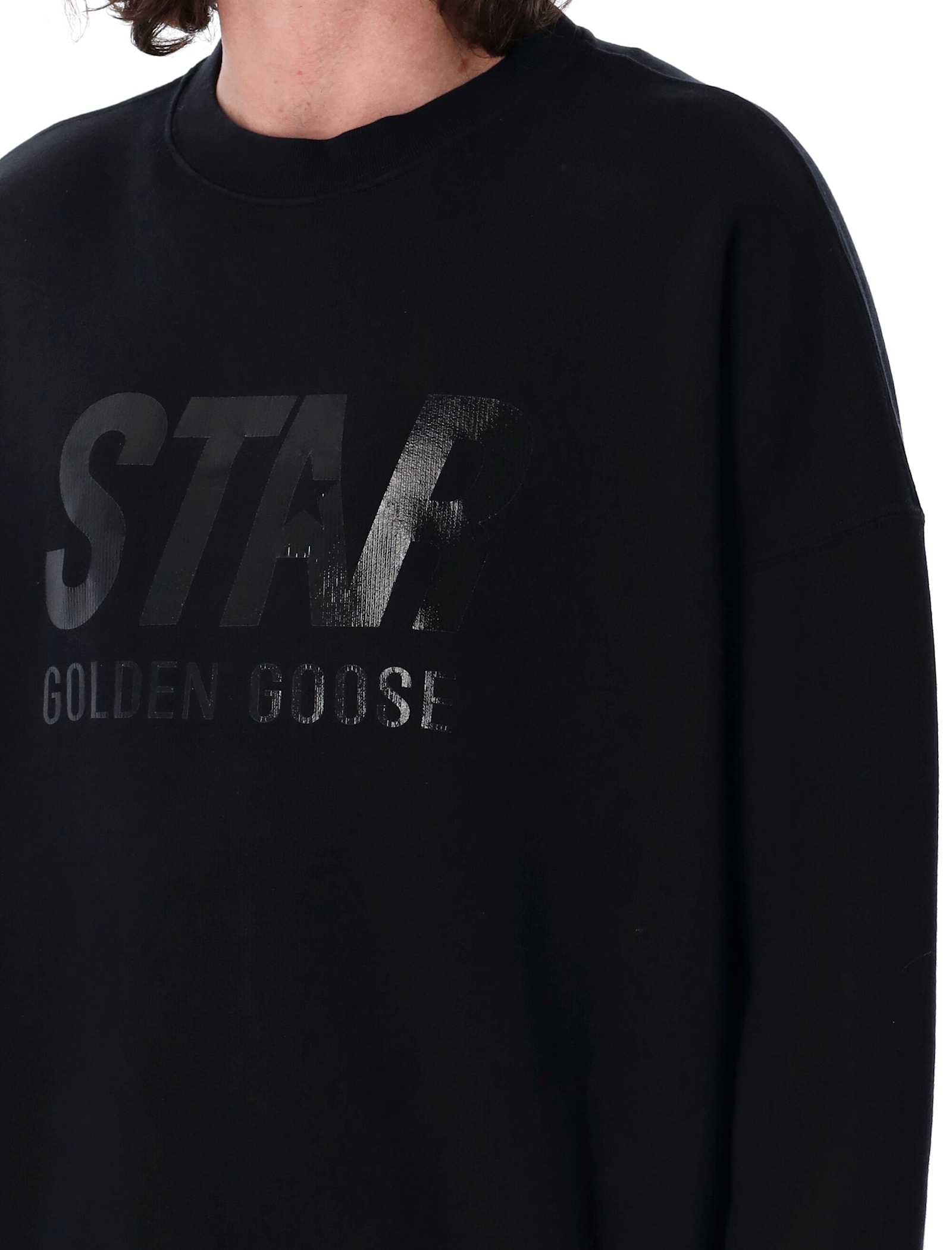 Golden Goose Black Cotton Star Sweatshirt In Black