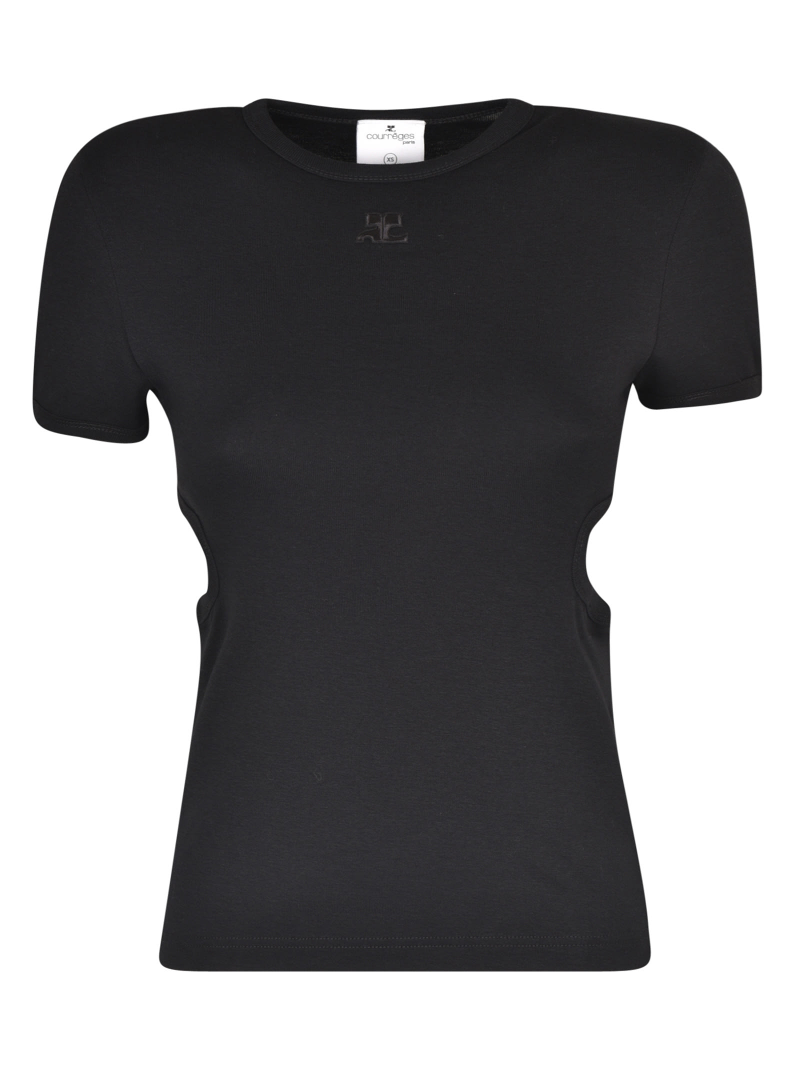 Courrges Side Cutout Detail T-shirt In Black