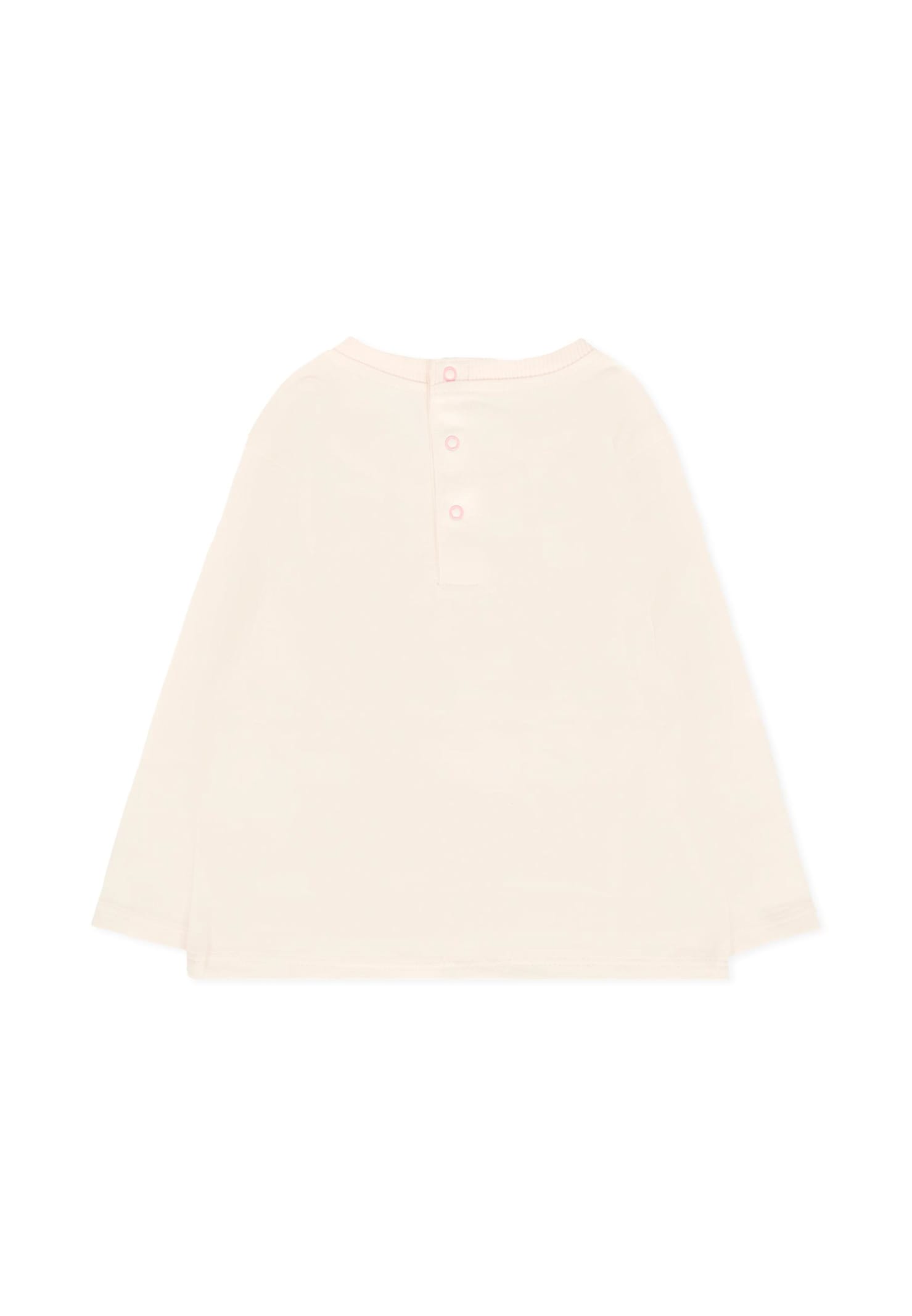 Billieblush Ivory T-shirt For Baby Girl With Sheep In Pink