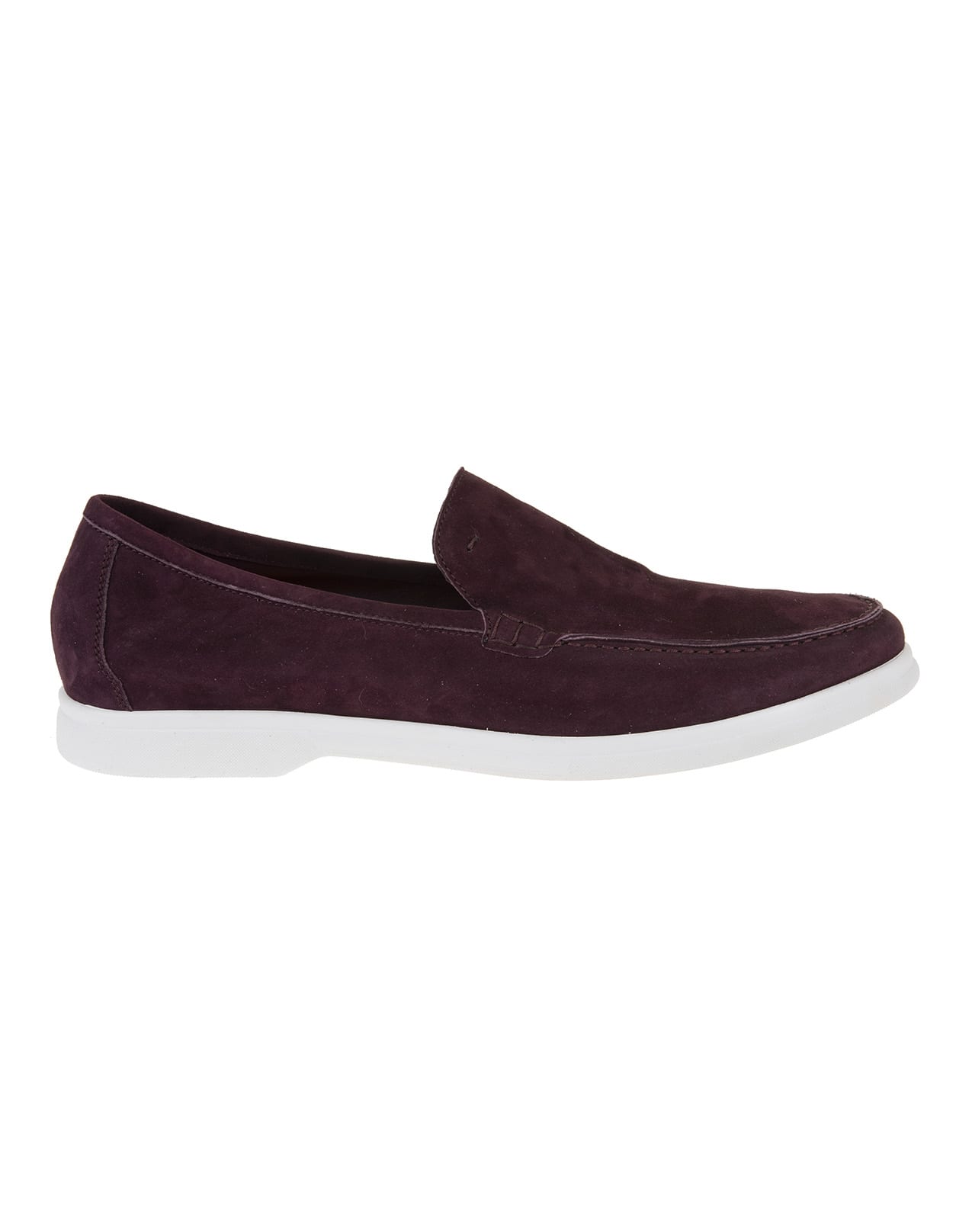 Andrea Ventura Man Burgundy Suede Loafer With White Latex Sole