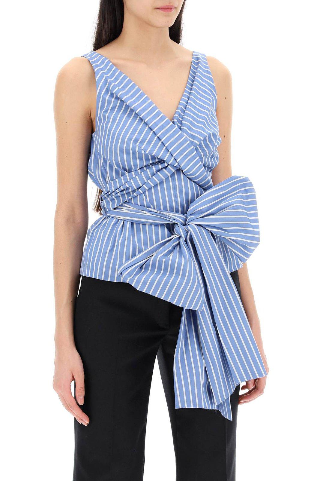 Shop Dries Van Noten Striped Sleeveless Top In Light Blue