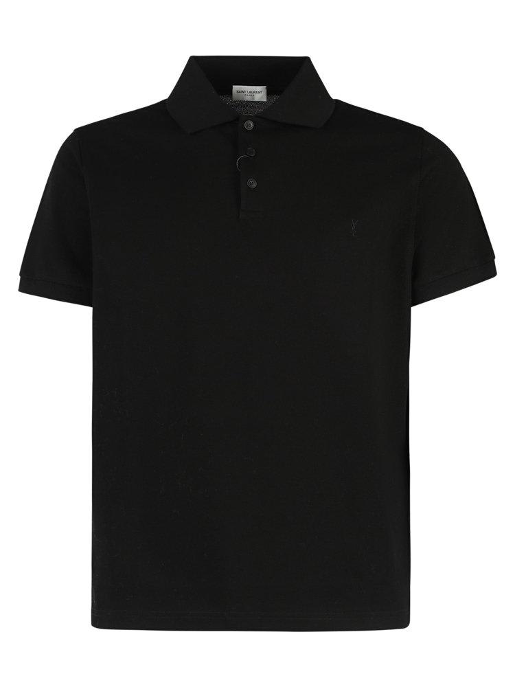 Shop Saint Laurent Buttoned Short-sleeved Polo Shirt In Noir