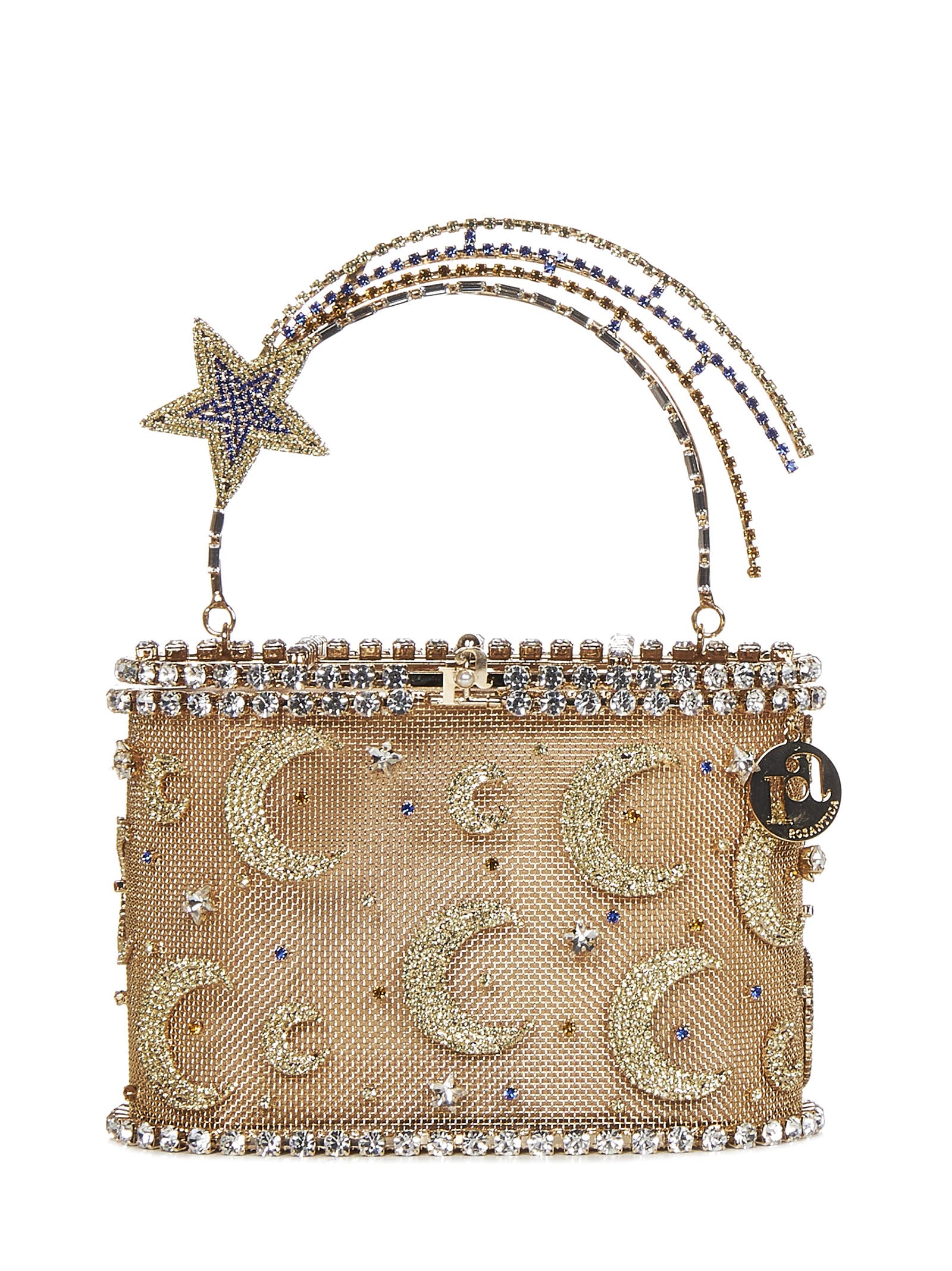 Rosantica Holli Meteora Crystal-embellished Handbag In Gold