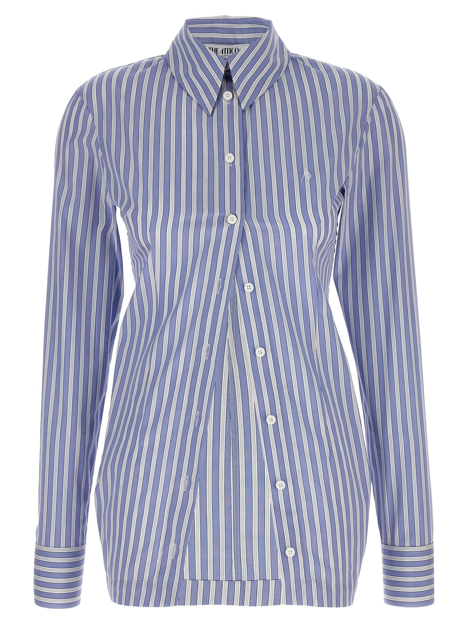 Attico Striped Shirt With Cuffed Long Sleeves
