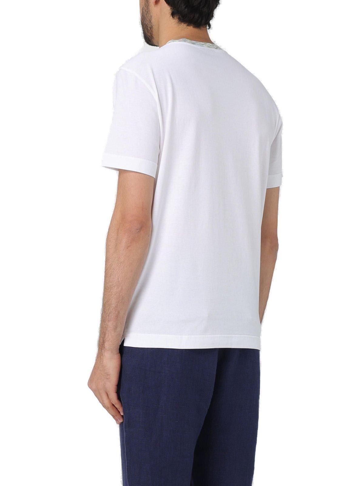 Shop Missoni Logo-embroidered Crewneck T-shirt  In White