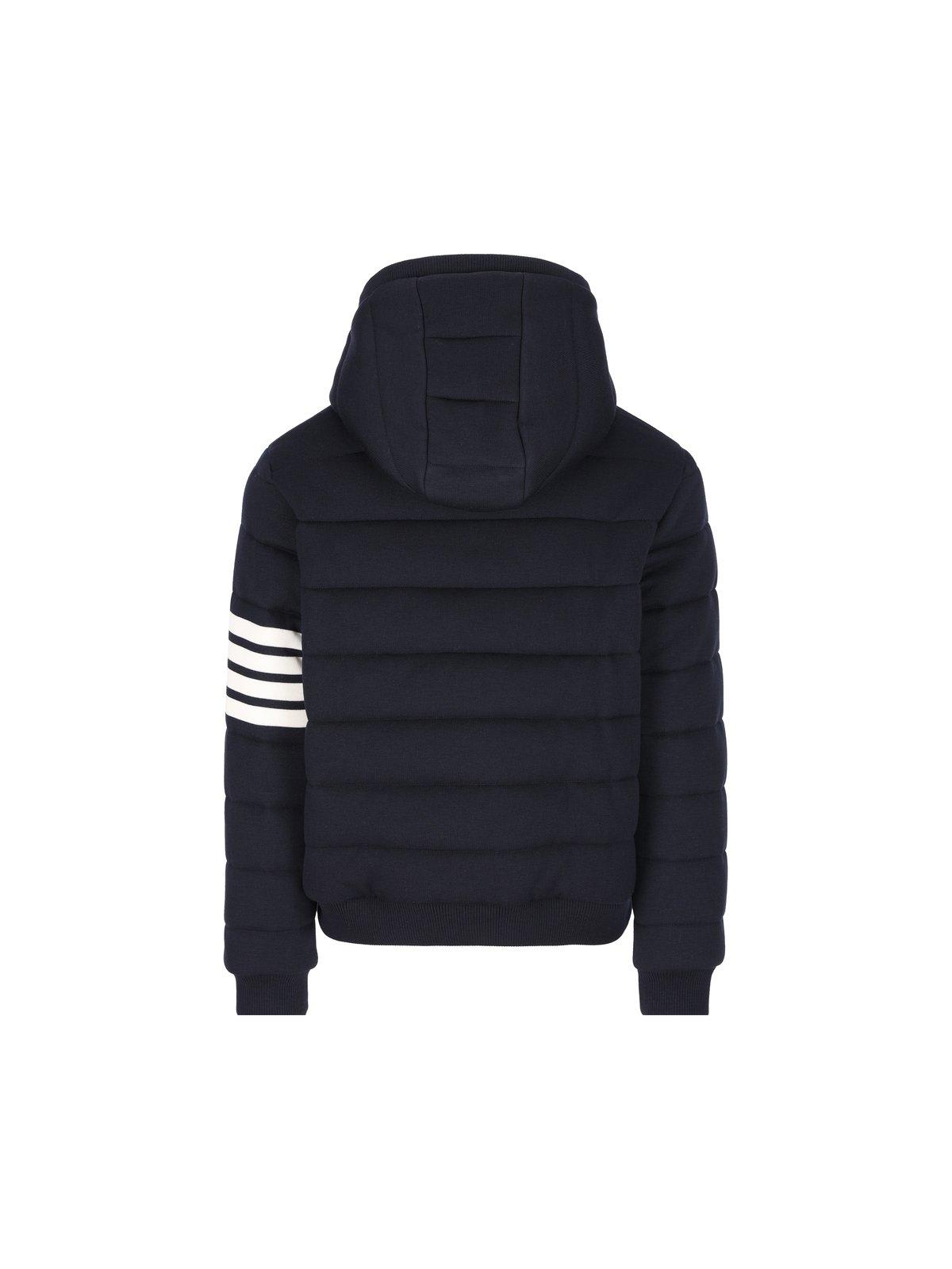 Shop Thom Browne Striped Hooded Jacket In Blue