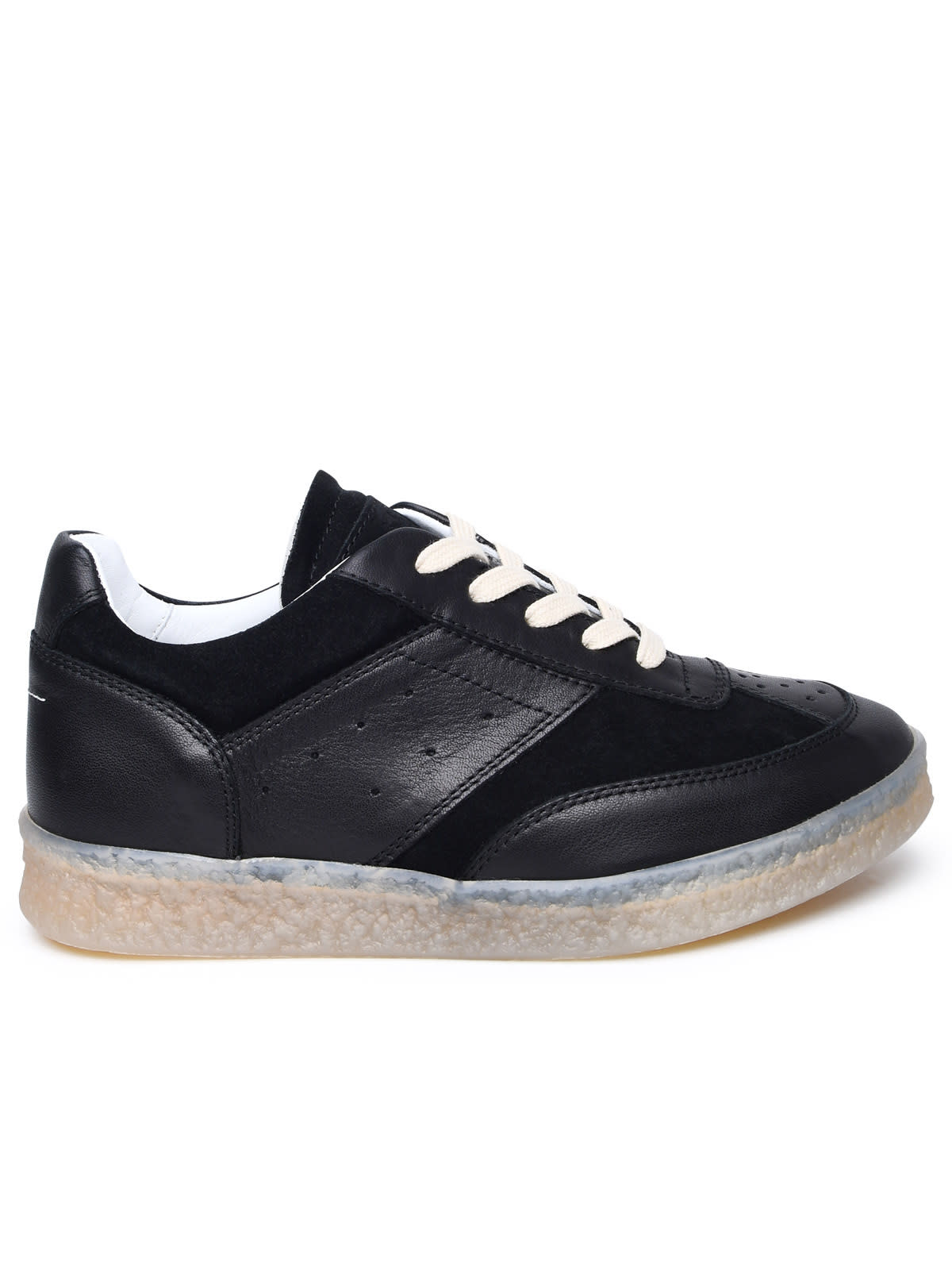 Shop Mm6 Maison Margiela Black Leather Sneakers