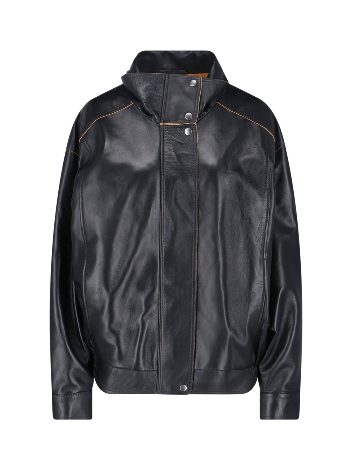 Calvin Klein Modern High Collar Jacket With Contrast Stitching In Black