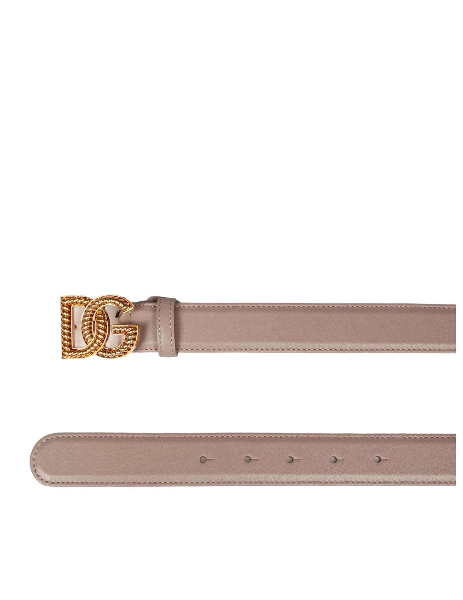 Dolce & Gabbana Taupe Plonge Leather Belt In Pink