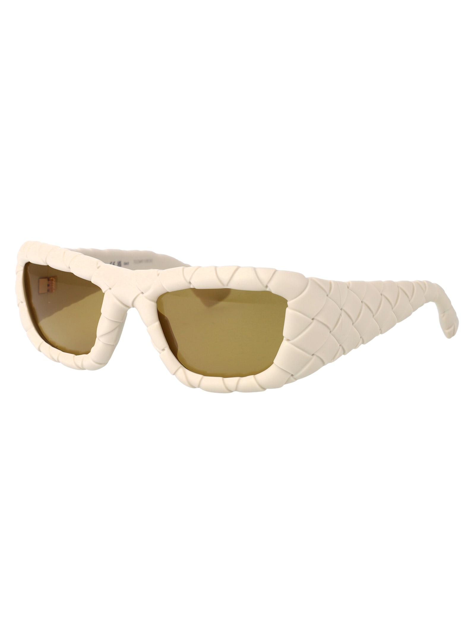 Bottega Veneta White White Brown Acetate Sunglasses In Neutral