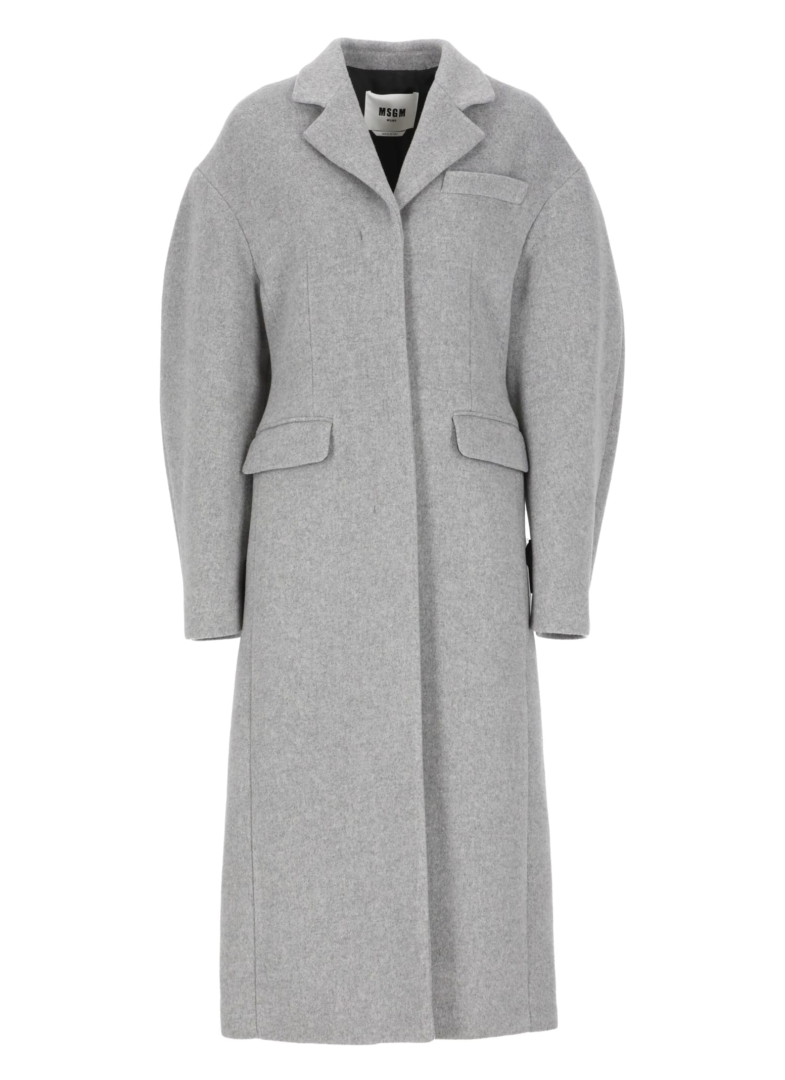 Shop Msgm Wool Coat In Grey