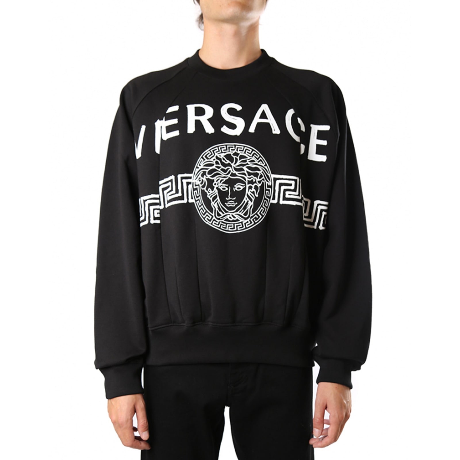 Shop Versace Logo Sweartshirt In Black
