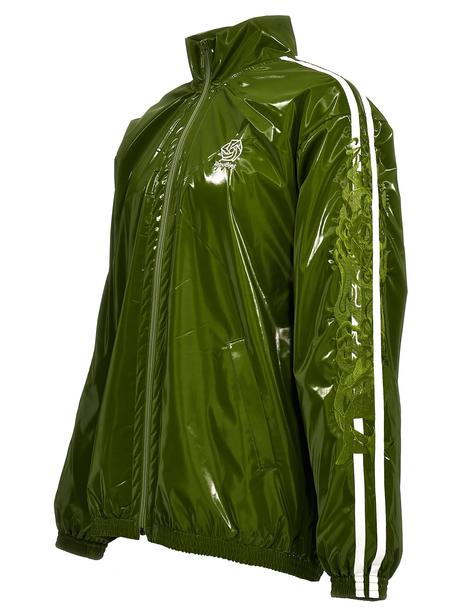 Shop Doublet Laminate Track Jacket In Green