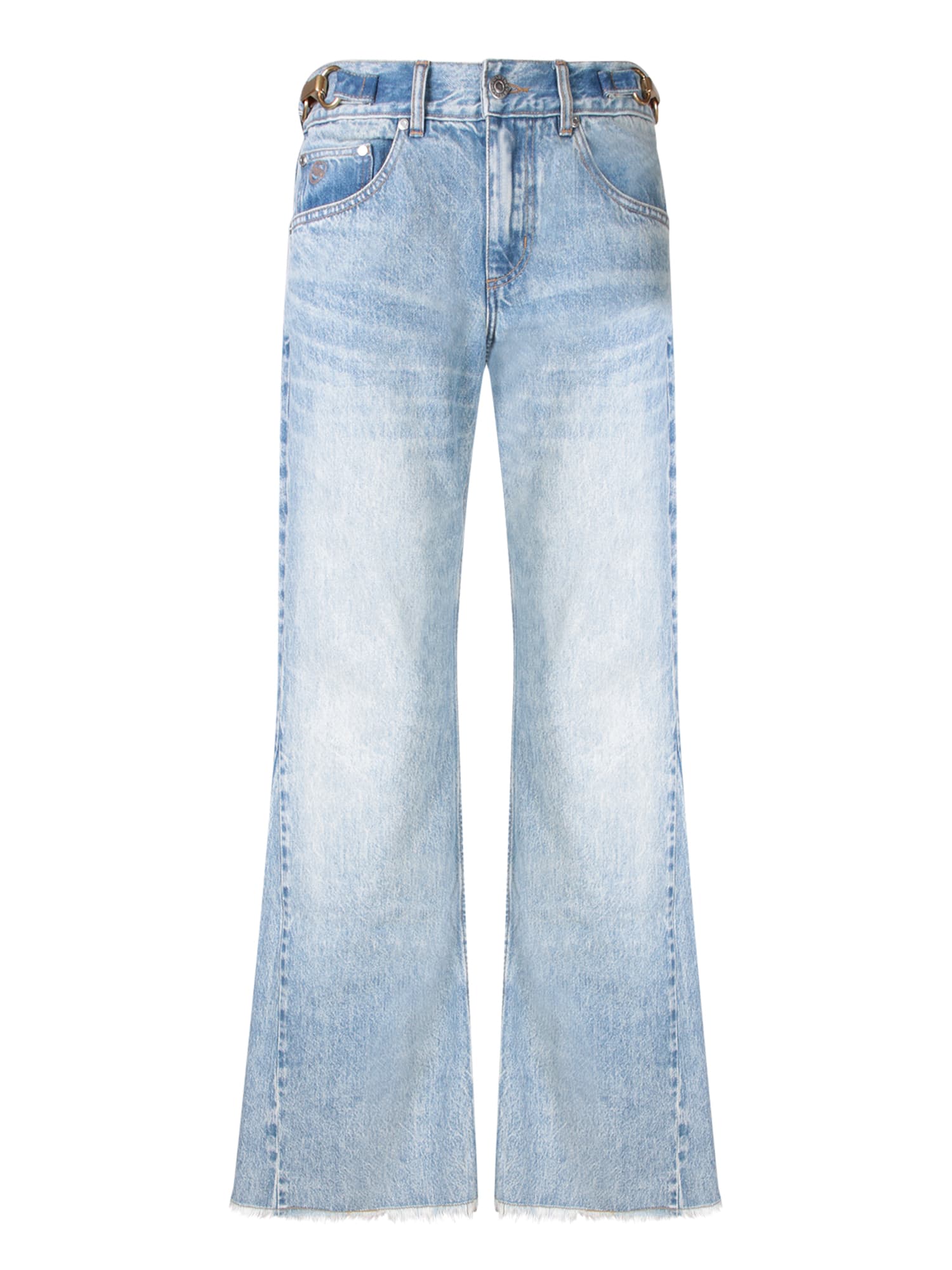 Shop Stella Mccartney Light Blue Bootcut Jeans With Chain