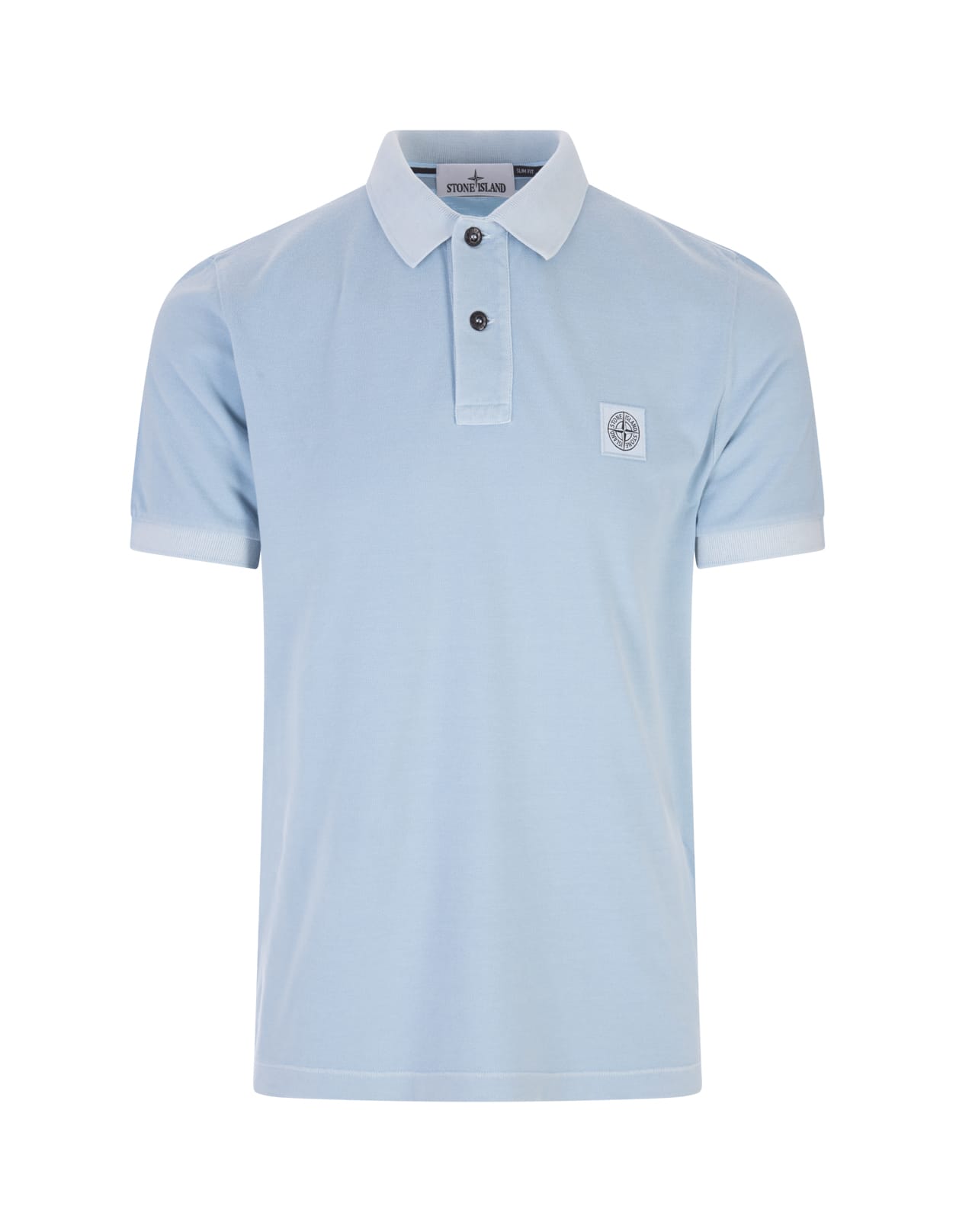 STONE ISLAND LIGHT BLUE PIGMENT DYED SLIM FIT POLO SHIRT