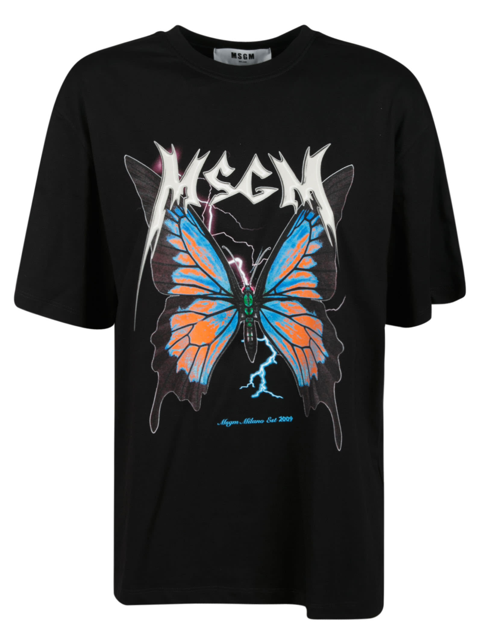 MSGM Butterfly Logo Print T-shirt