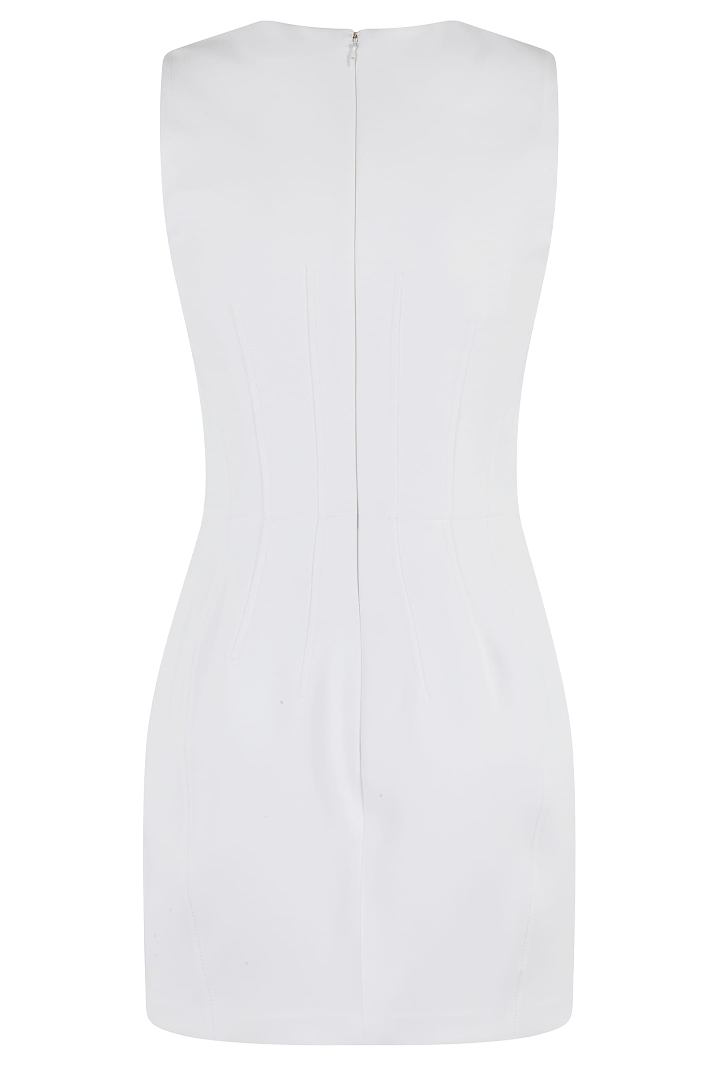 Elisabetta Franchi Fitted Mini Dress With Structured Bodice And Back Zipper In Avorio