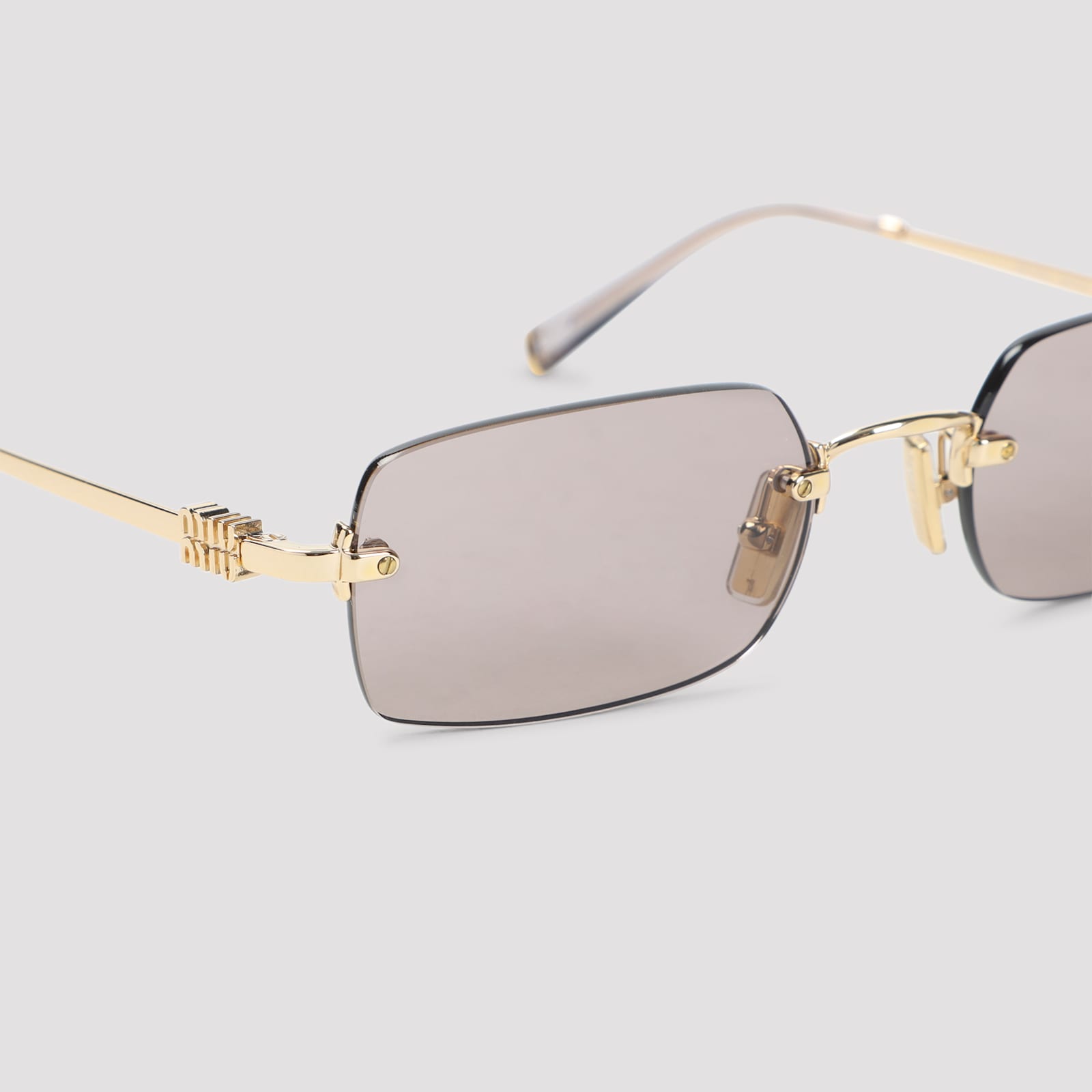 Miu Miu Shiny Gold Metallic Signature Mini Sunglasses