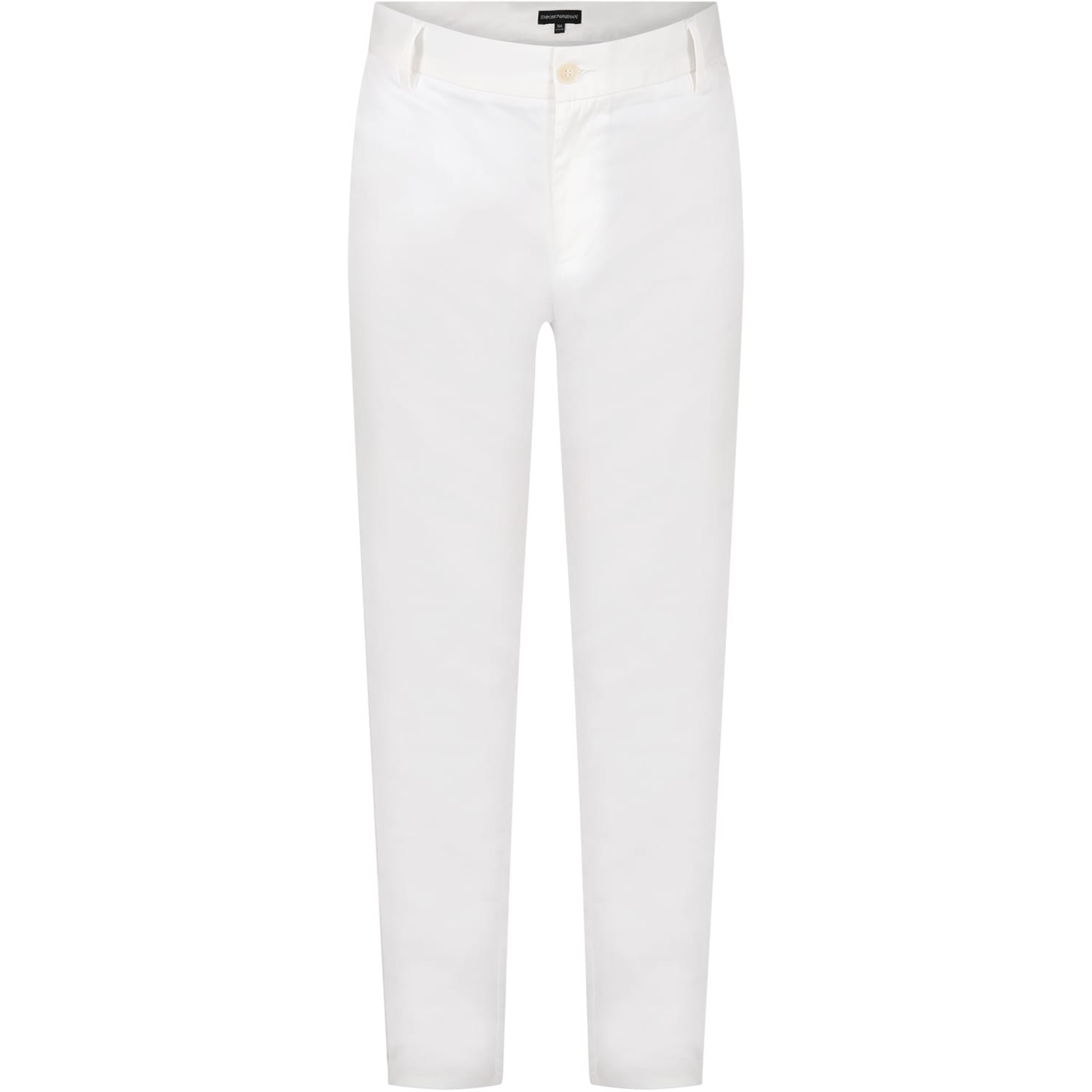 Armani Collezioni Kids' White Trousers For Boy With Logo