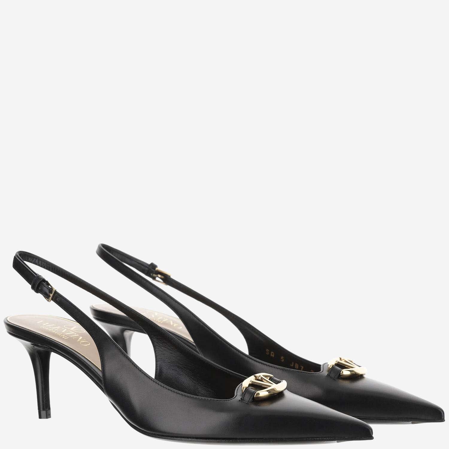 Shop Valentino Vlogo The Bold Edition Slingback Décolleté In 60mm Calf Leather In Black