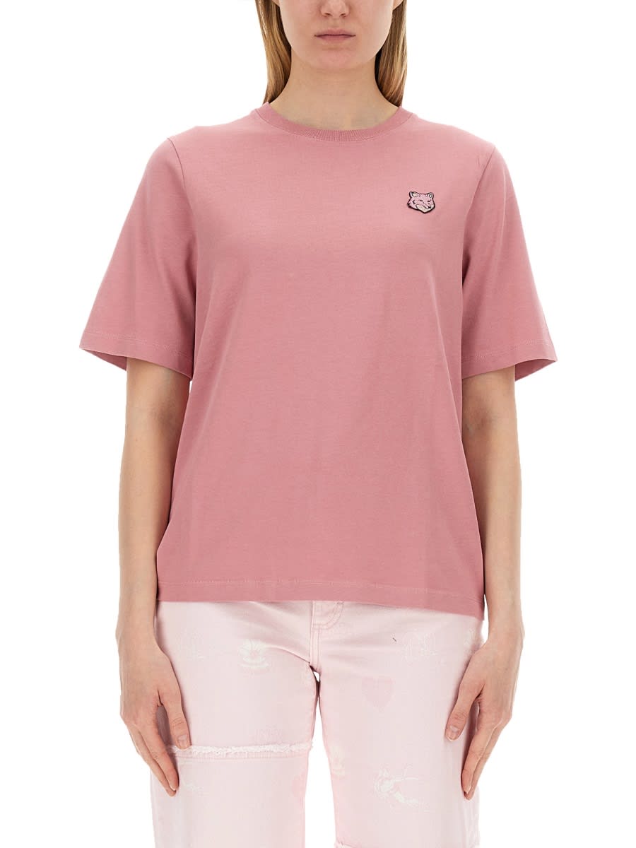 Shop Maison Kitsuné Fox Head T-shirt In Pink