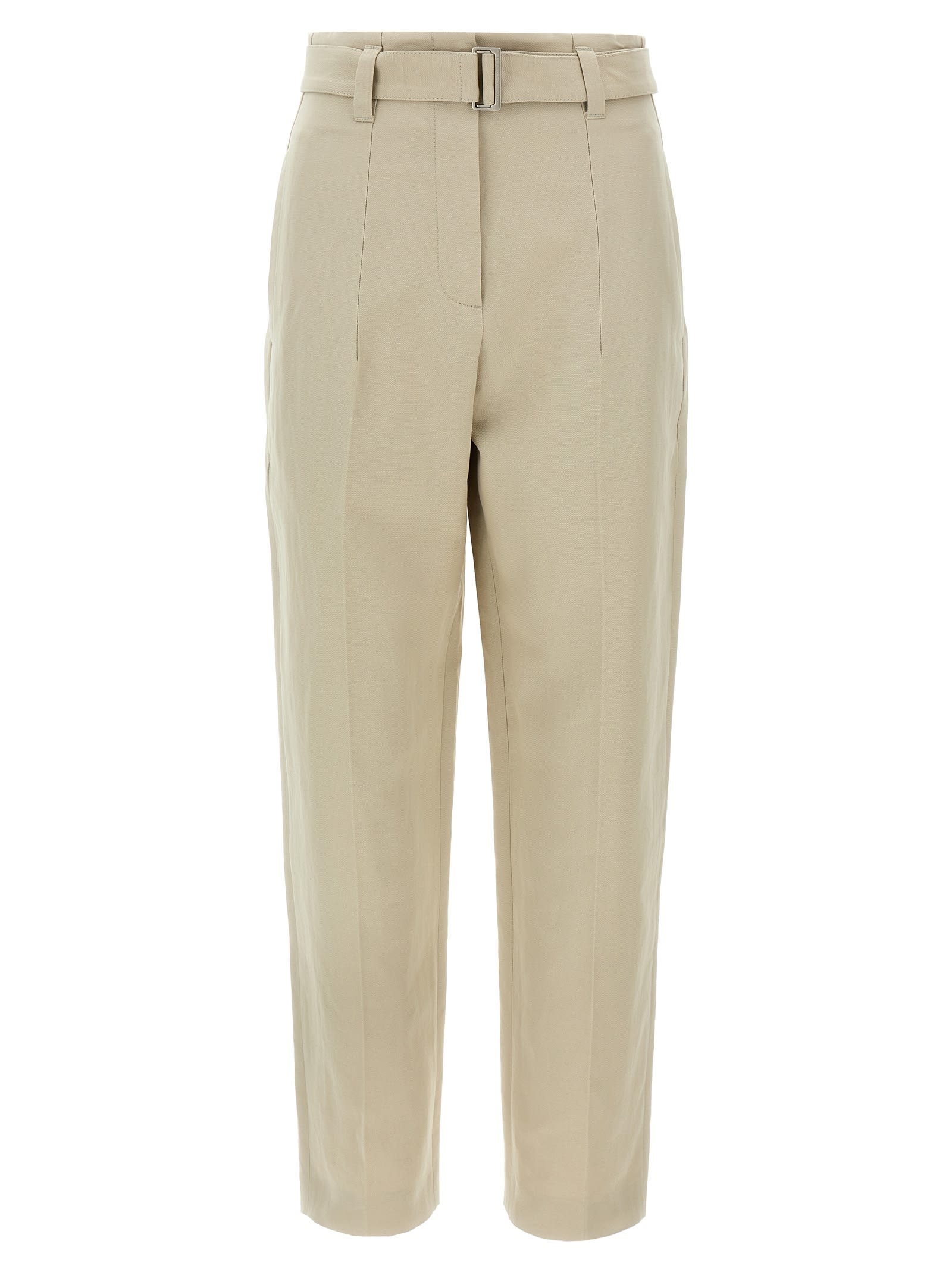 Brunello Cucinelli Women Slouchy Trousers In Sparkling Linen Canvas With Jewellery