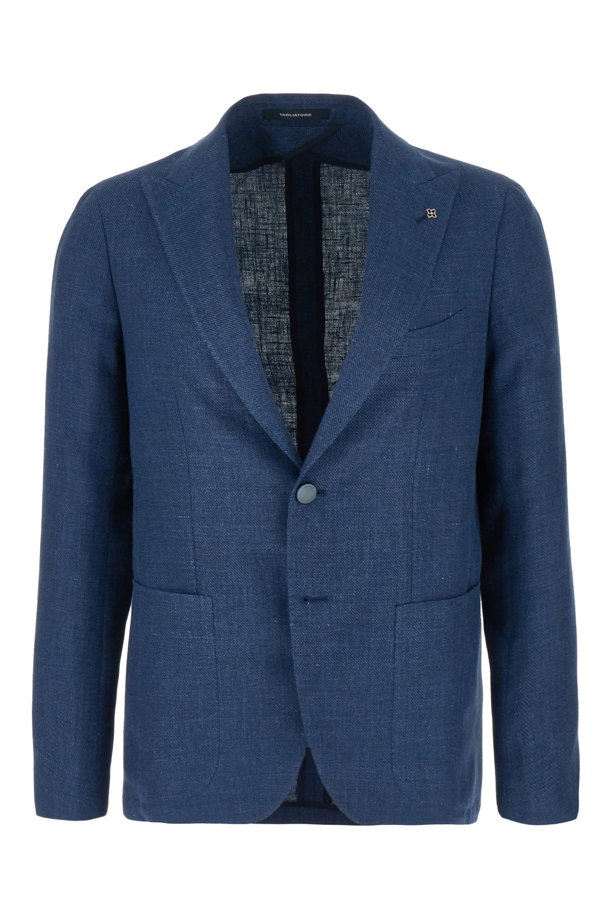 Tagliatore Blue Linen Blend Blazer In Gray