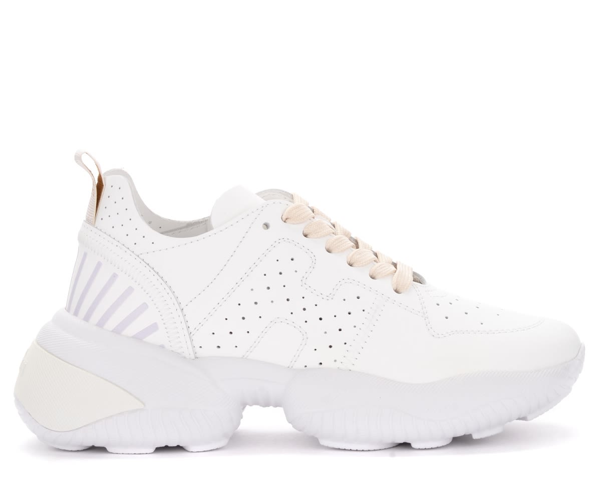Hogan Interaction Sneakers In White Perforated Leather