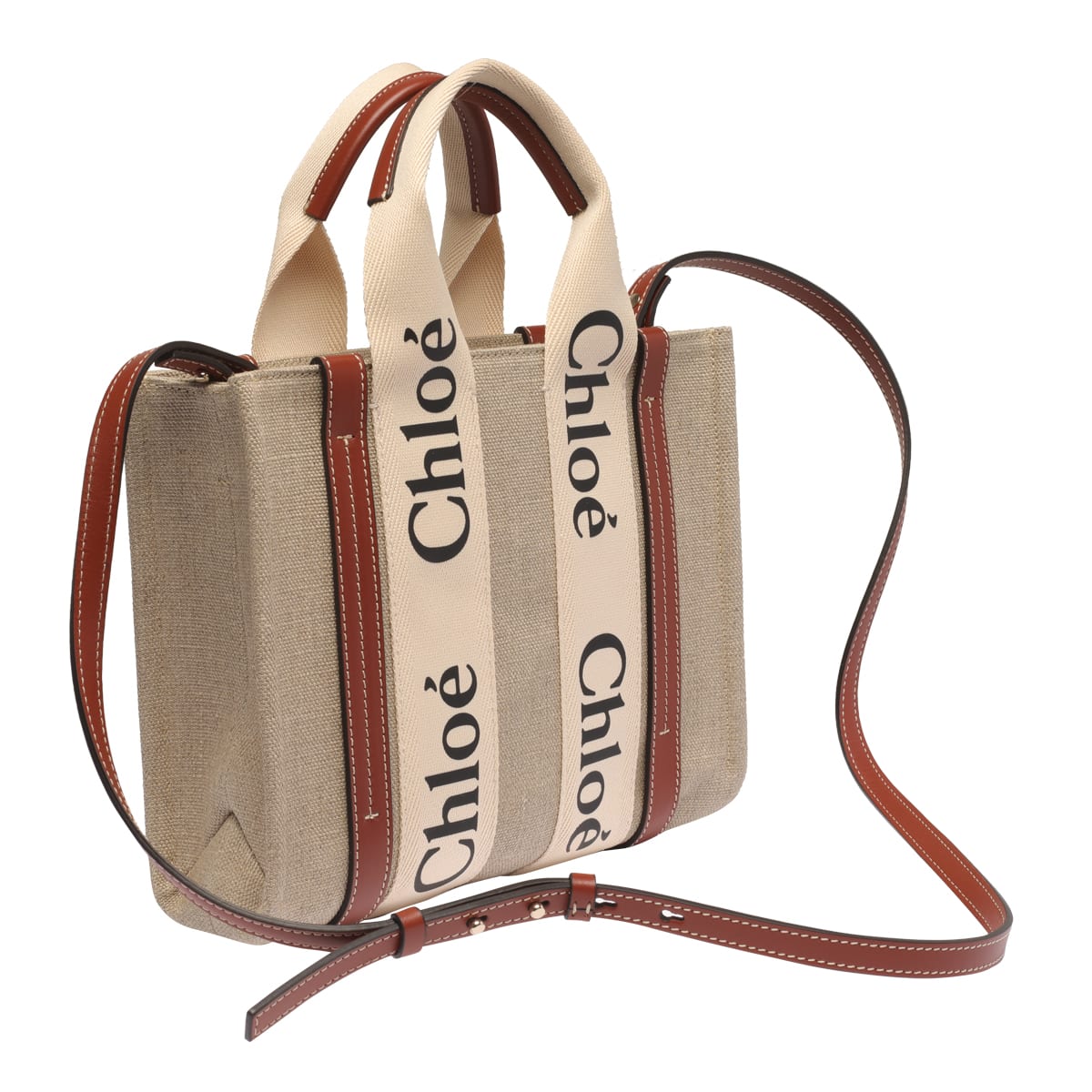 Shop Chloé Small Woody Hand Bag In Beige