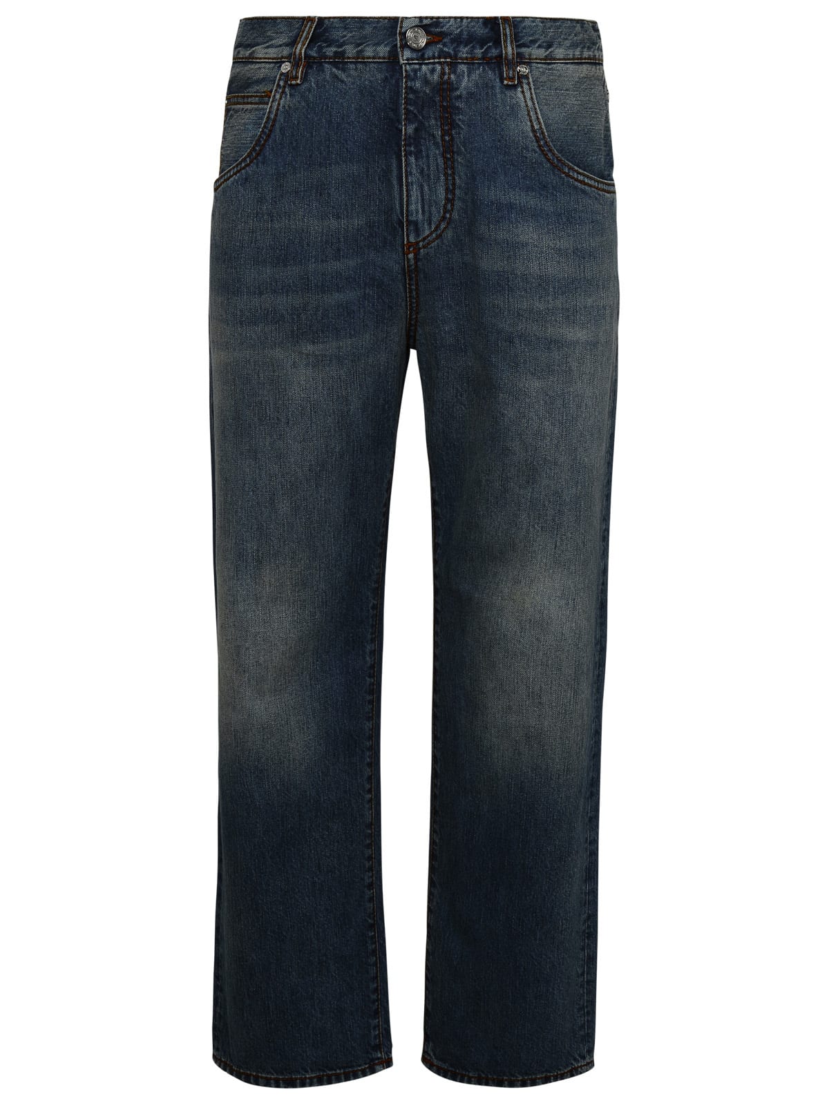 Shop Etro Blue Cotton Jeans