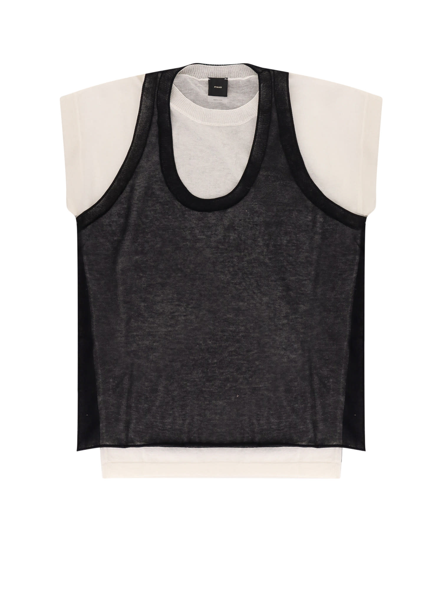 Pinko Mark Cotton Blend T-shirt With Combined Top In Black