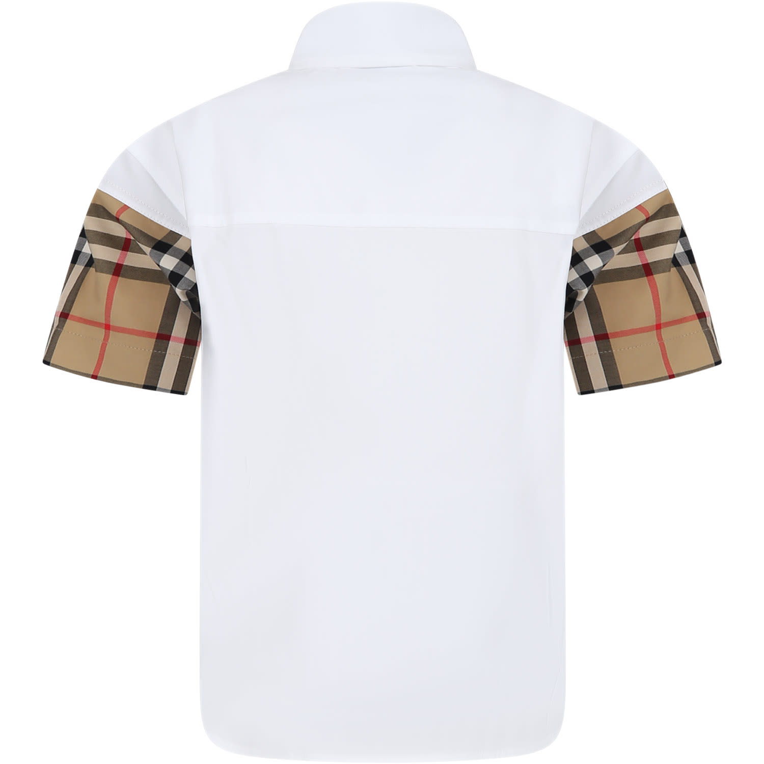 Shop Burberry White Shirt For Boy With Iconic Vintage Check