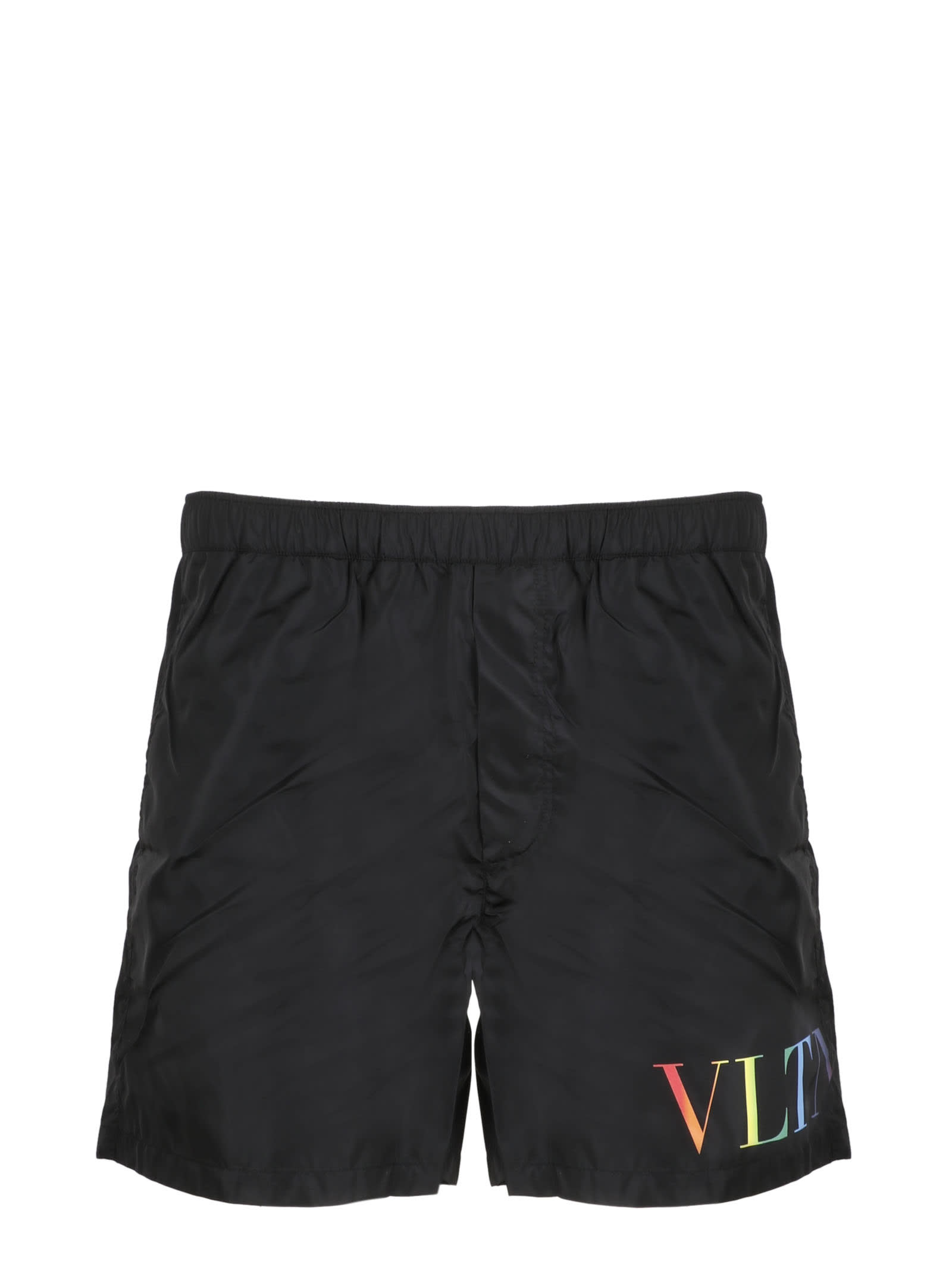 Shop Valentino Vltn Times Multicolors Swim Shorts In Black