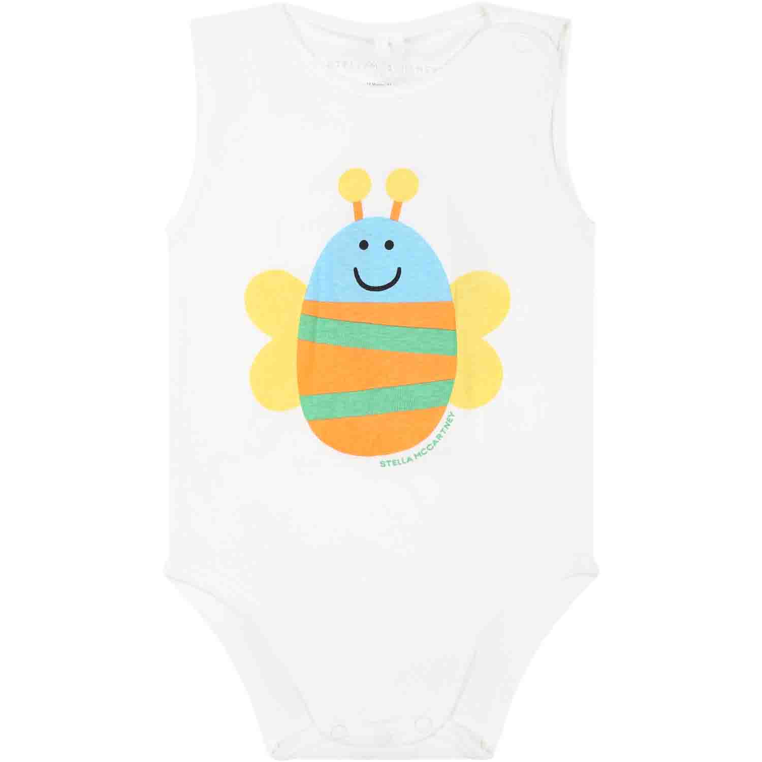 Shop Stella Mccartney White Set For Babykids With Bee And Logo