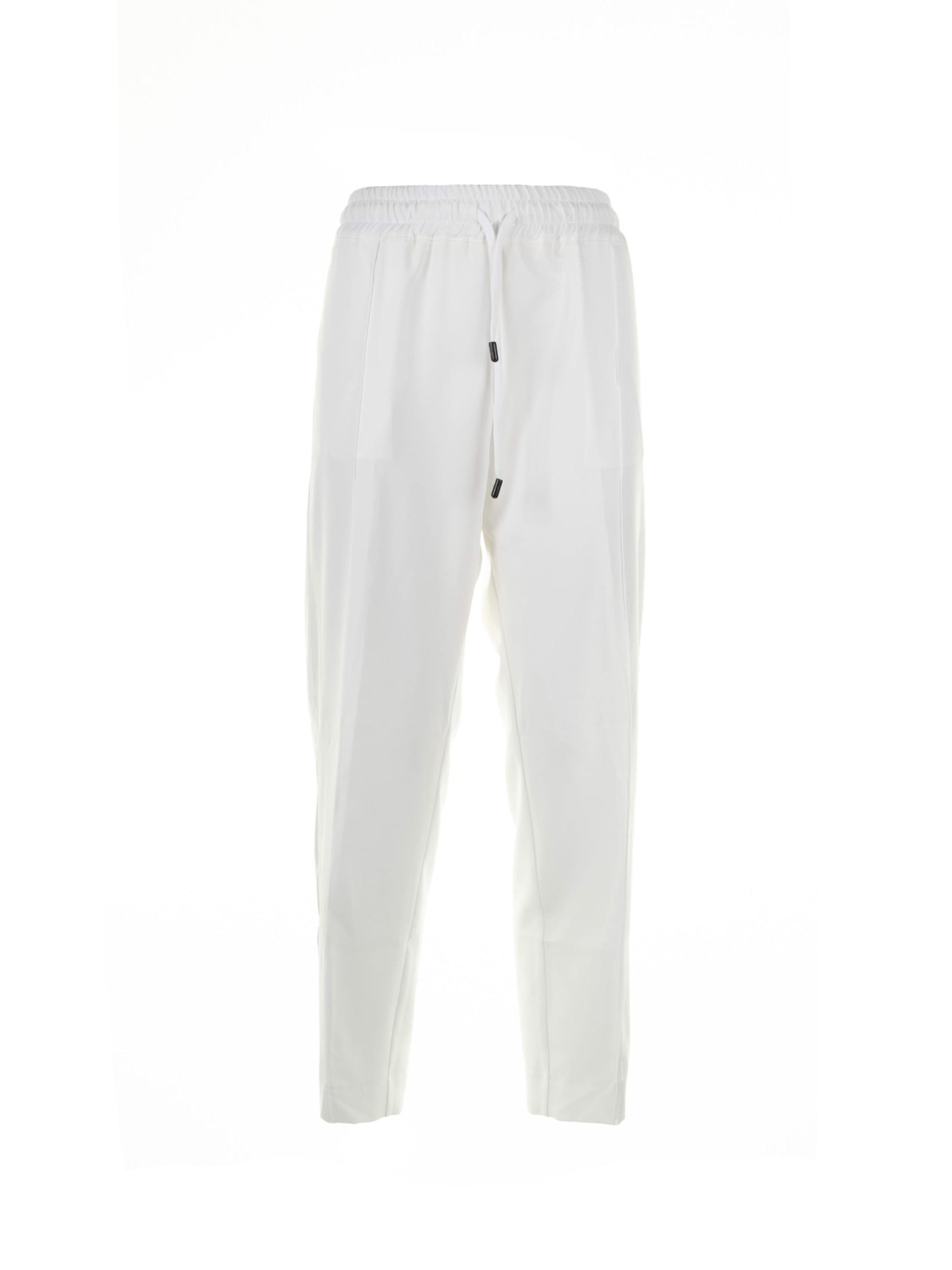 White Womens Trousers With Drawstring