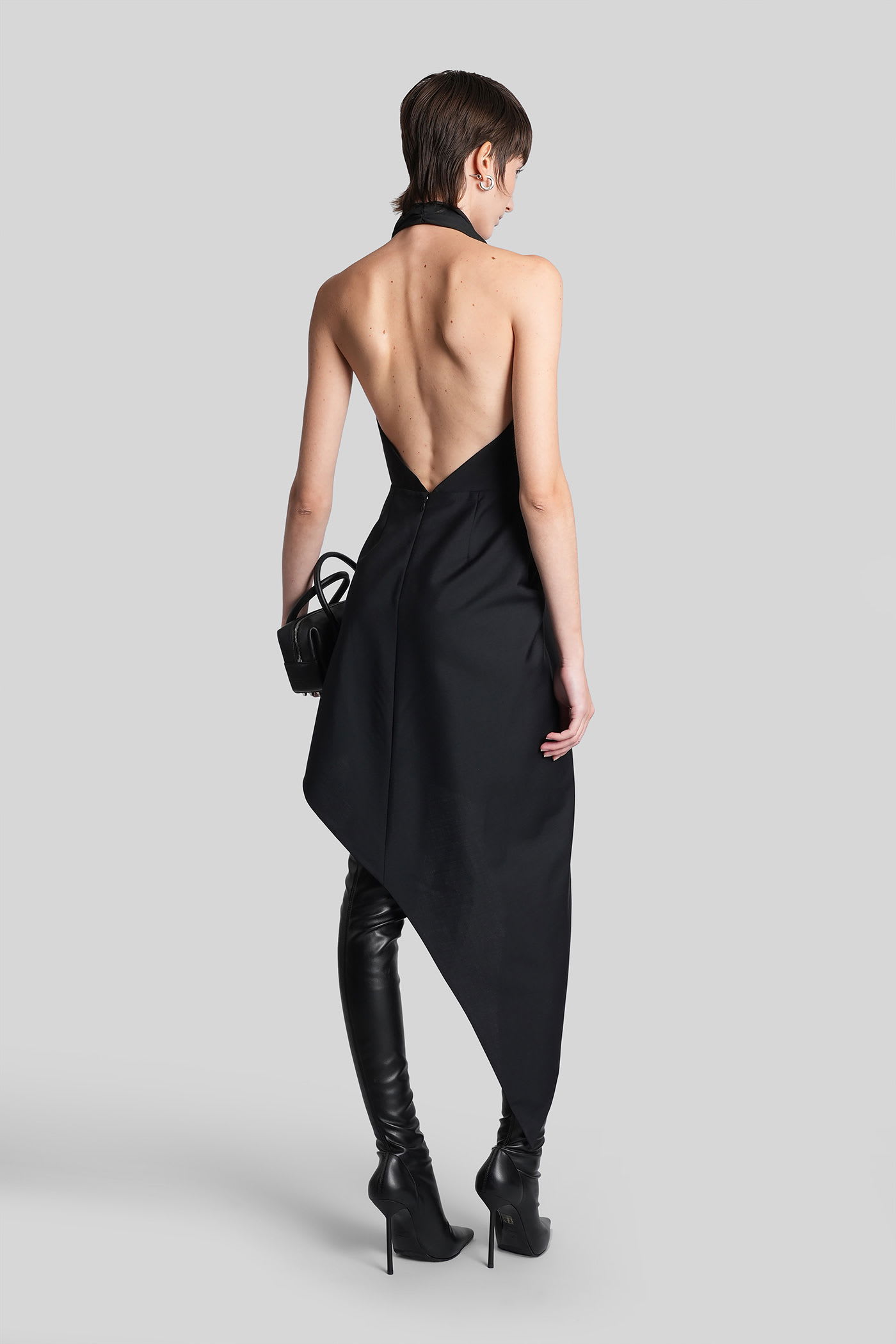 Alexander Wang Halterneck Asymmetric Mini Dress In Black