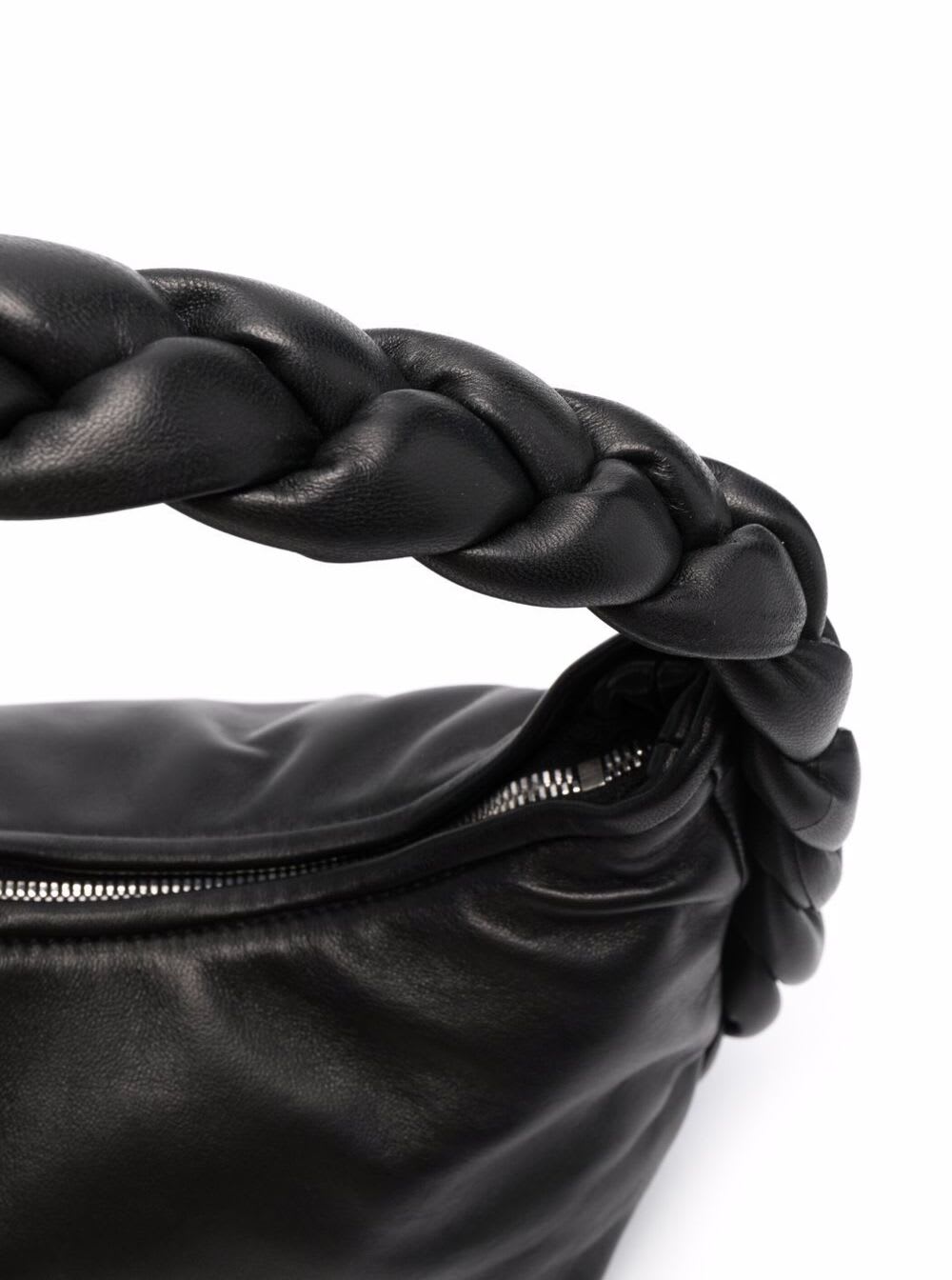Shop Hereu Espiga Black Braided Handle Tote In Leather Woman