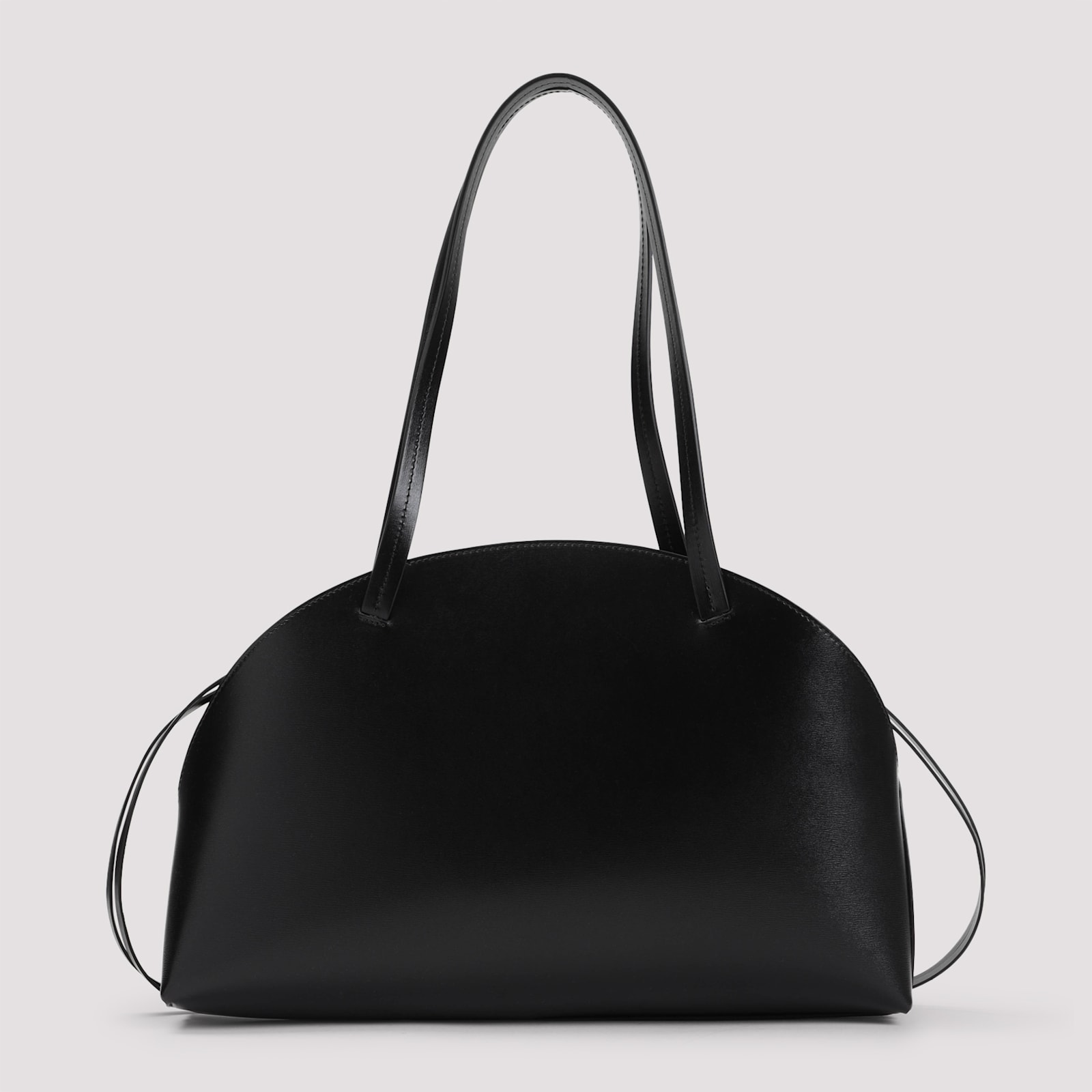 Jil Sander Curve Medium Black Leather Crossbody Bag In Black