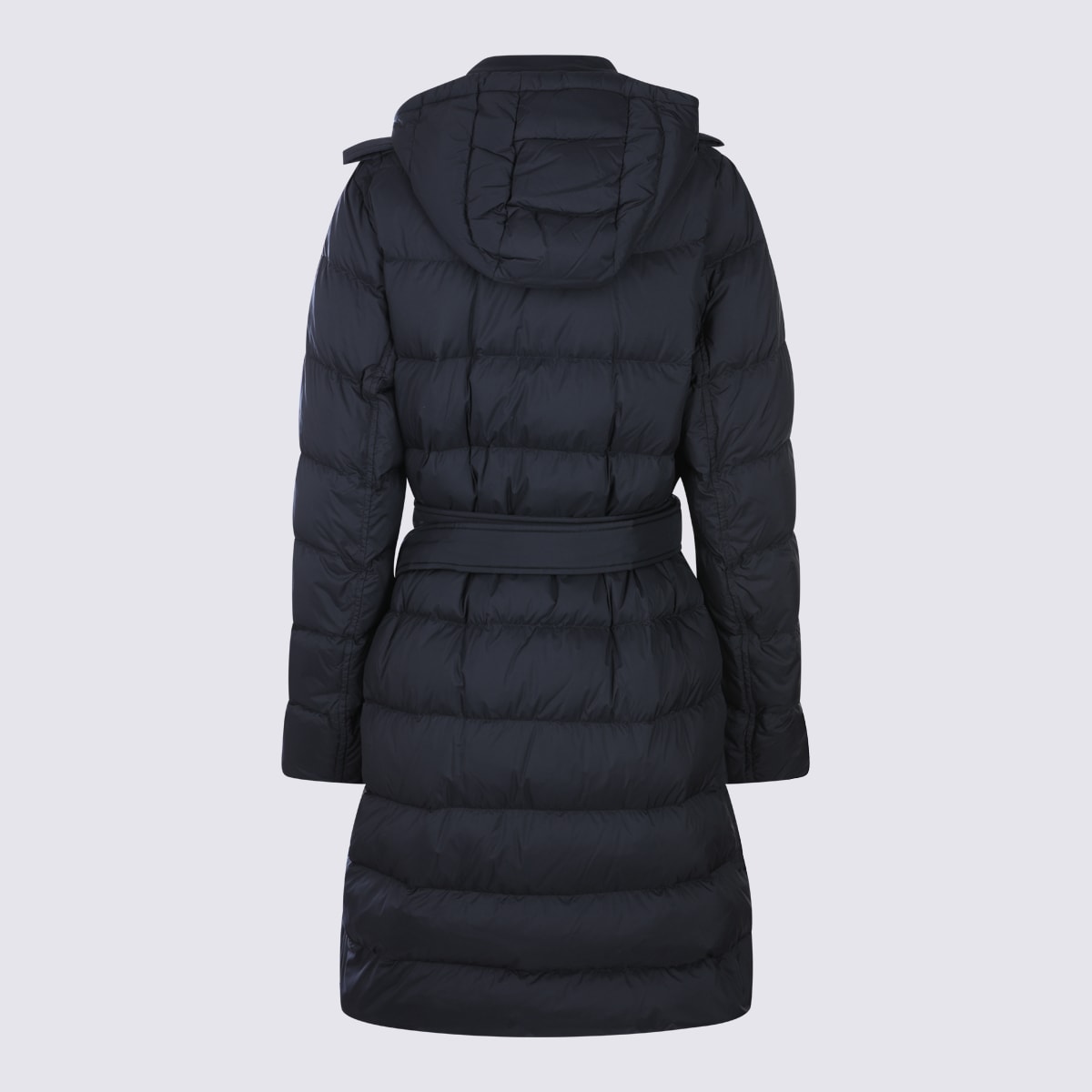 Burberry Double-breasted Kent Long Puffer Coat With Belt In Blue