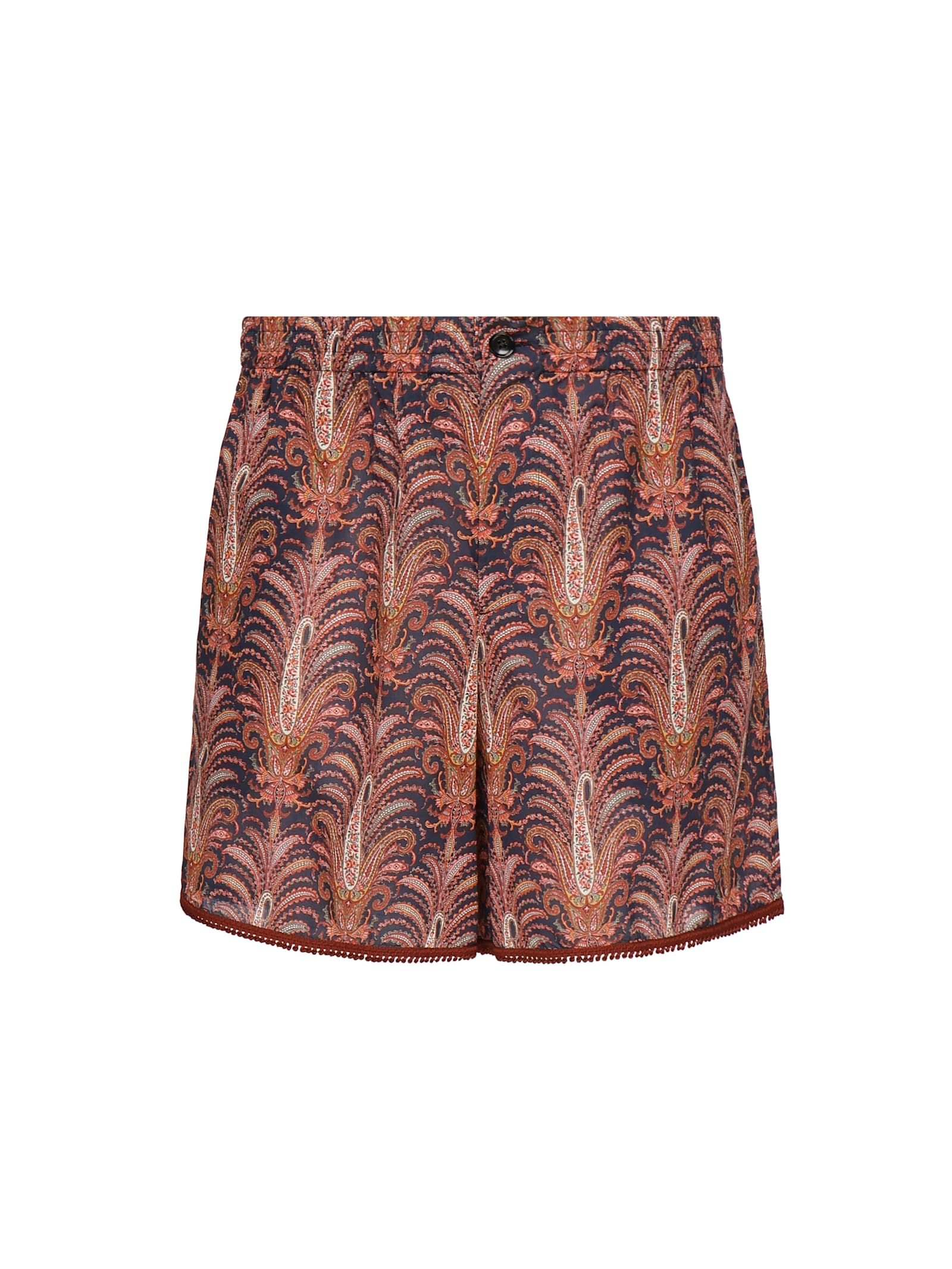 Valentino Garavani Printed Cotton Bermuda Shorts In Brown