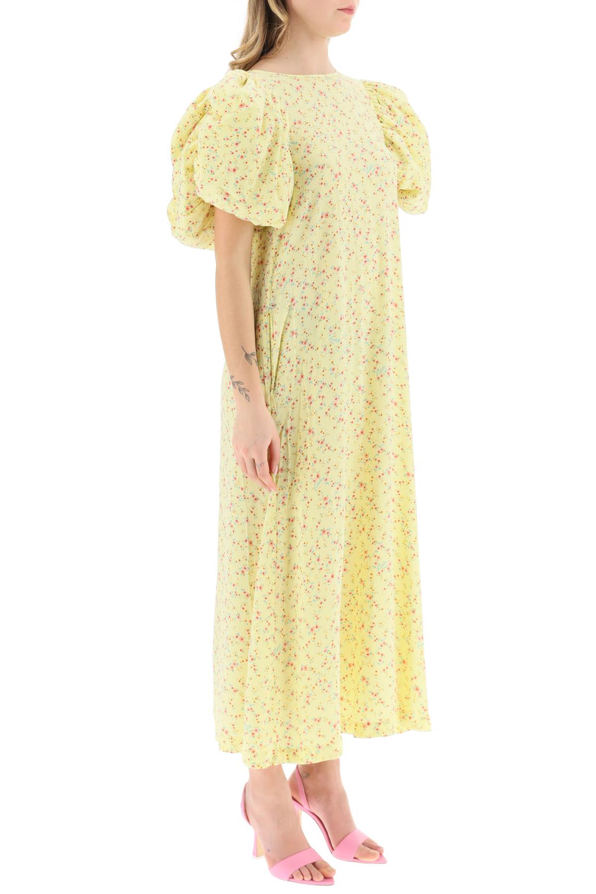 Shop Rotate Birger Christensen Duddy Jacquard Dress In Yellow Pear (yellow)