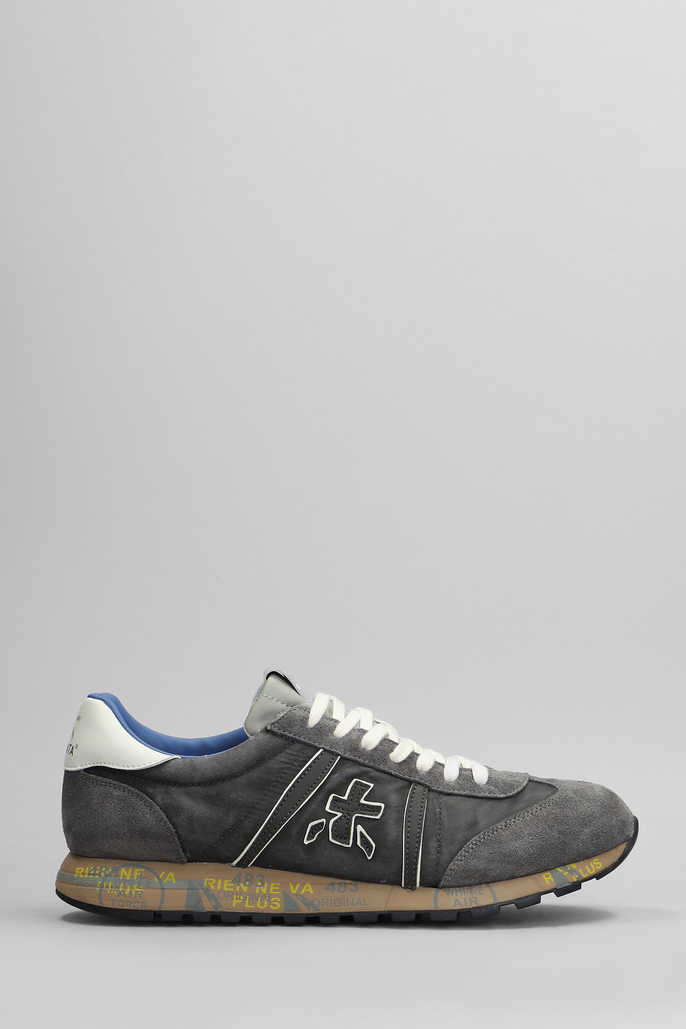 Shop Premiata Lucy Sneakers In Grey Suede And Fabric