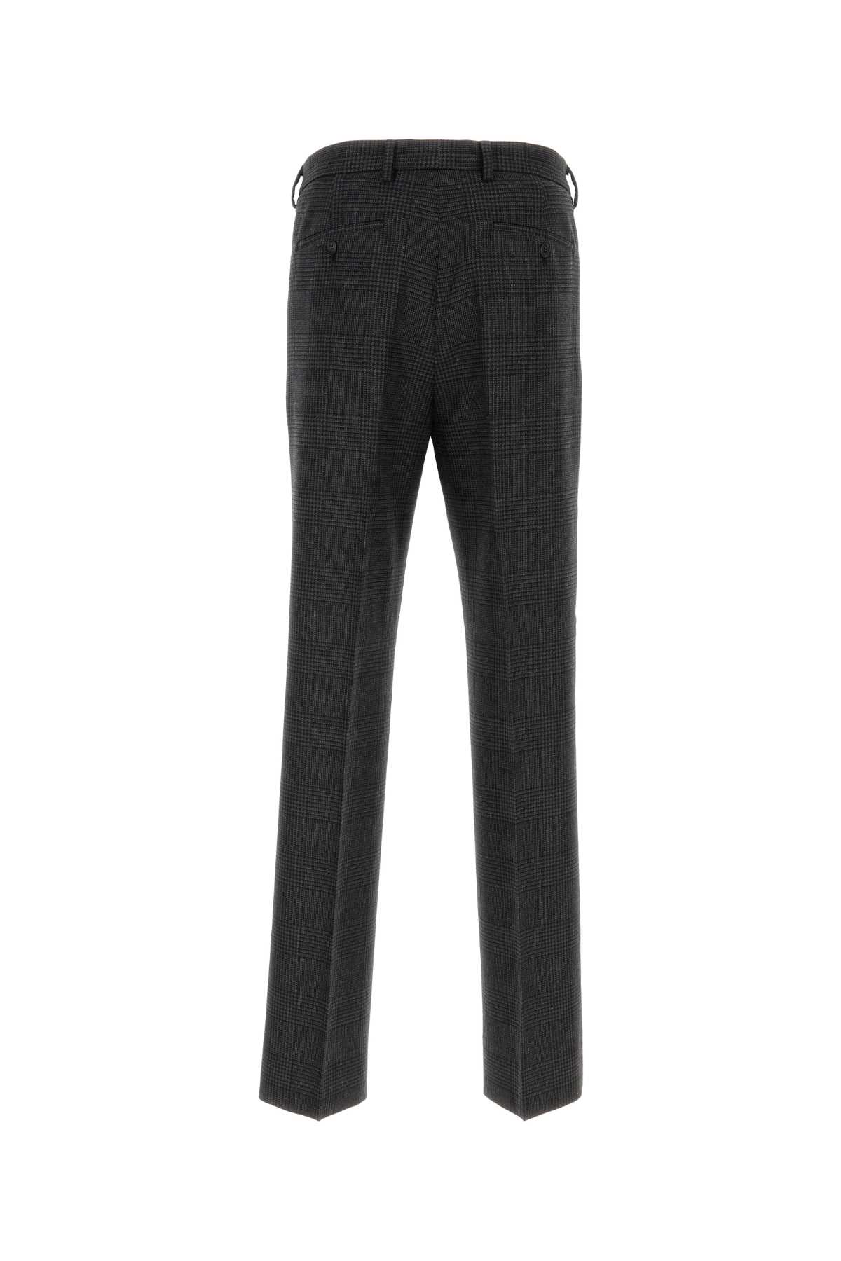 Shop Prada Embroidered Wool Pant In Antracite