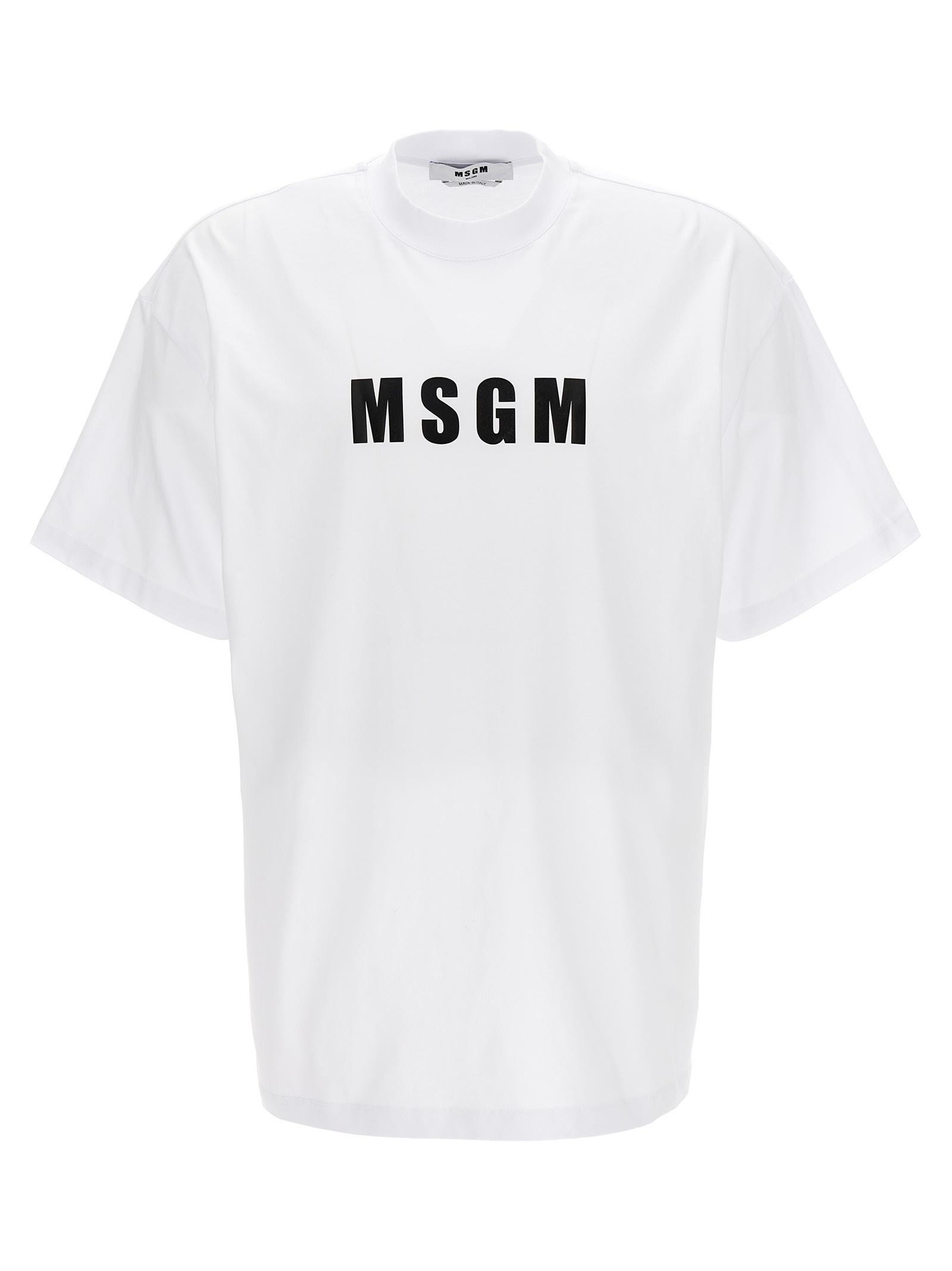 Msgm Logo-print Cotton T-shirt Clothing In White