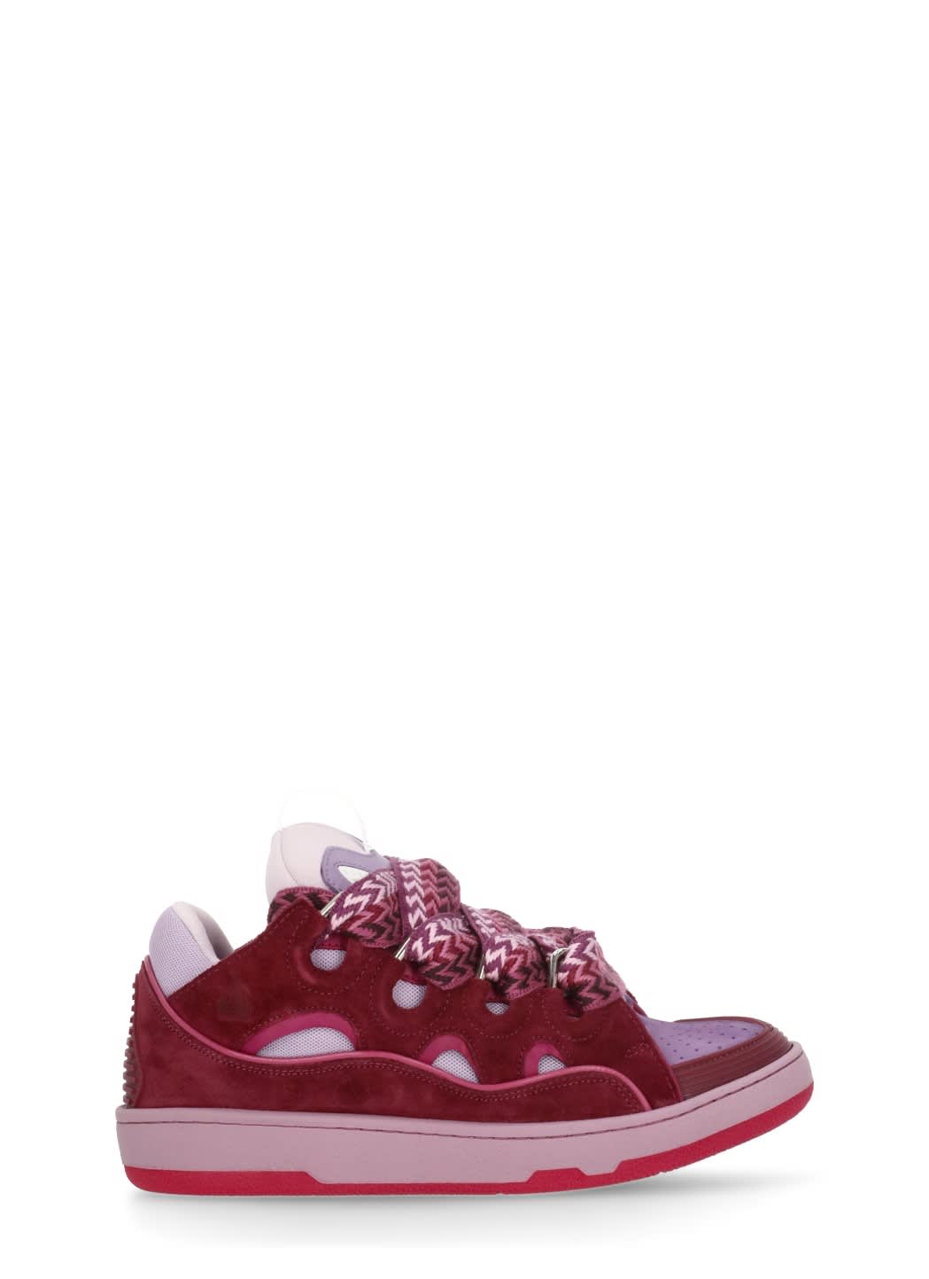 Lanvin Leather Blend Sneakers Featuring Contrast Stitching In Pink