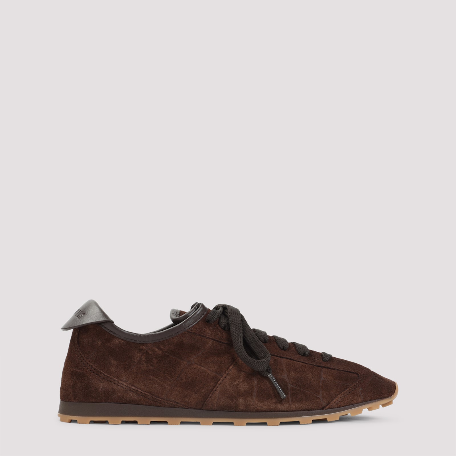 Jacquemus The Tennis Leather-trimmed Croc-effect Suede Sneakers In Brown