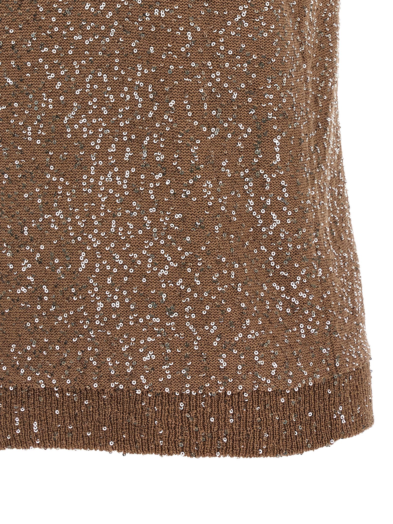 Weekend Max Mara Omens Acaici Sequin Knitted Top Marron Glace In Brown